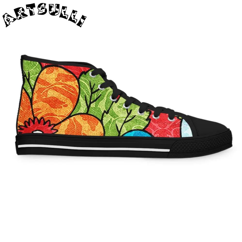 Leaf Print Womens High Top Breathable Polyester Canvas Sneakers, Artsulli - Art is Long, Life is Short, Shoes, , , , , , , 