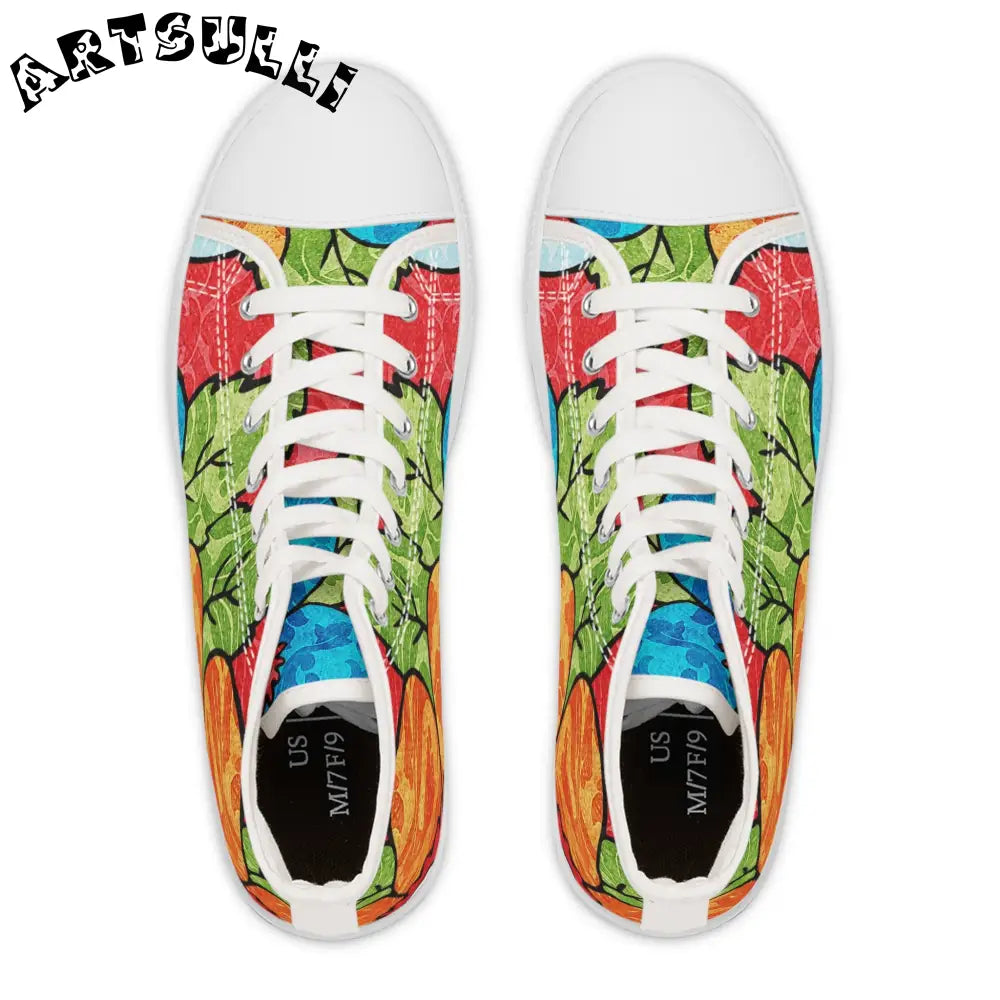 Leaf Print Womens High Top Breathable Polyester Canvas Sneakers, Artsulli - Art is Long, Life is Short, Shoes, , , , , , , 