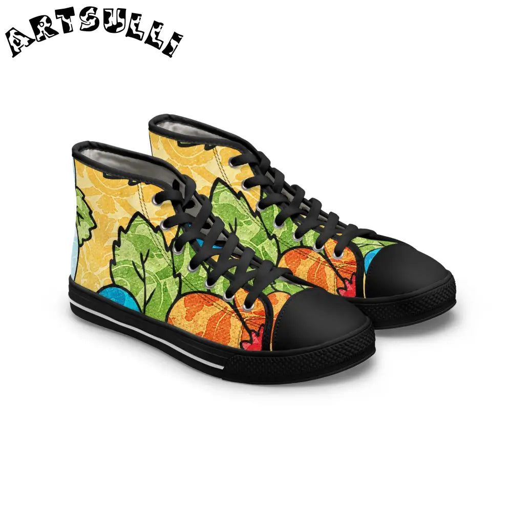 Leafy Breathable Polyester Canvas Women’s High Tops, Artsulli - Art is Long, Life is Short, Shoes, Size, US 5.5, Color, Black sole, , , 76683608961348729011