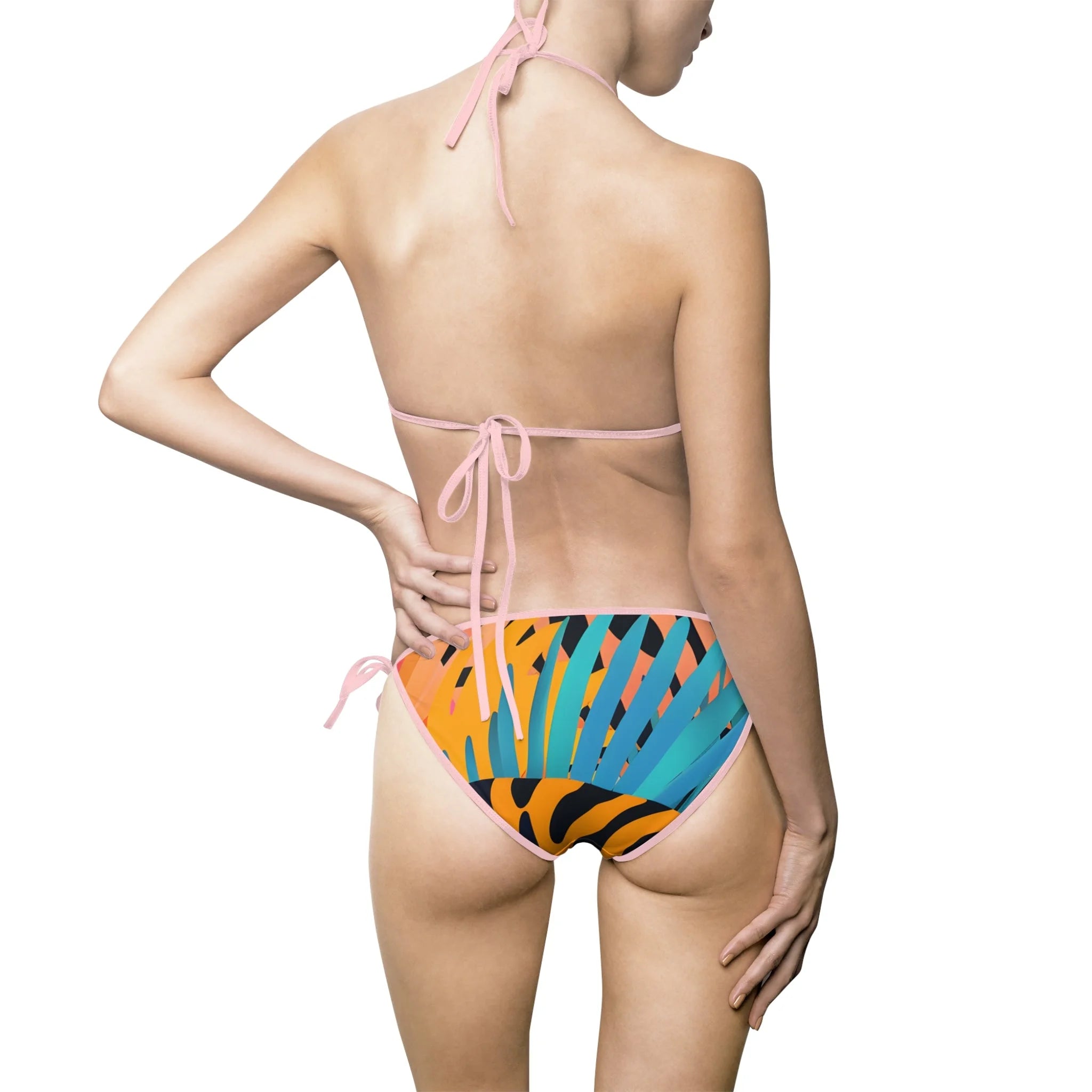 Leaves x Tiger Orange Bikini Swimsuit, Artsulli - Art is Long, Life is Short, All Over Prints, , , , , , , 