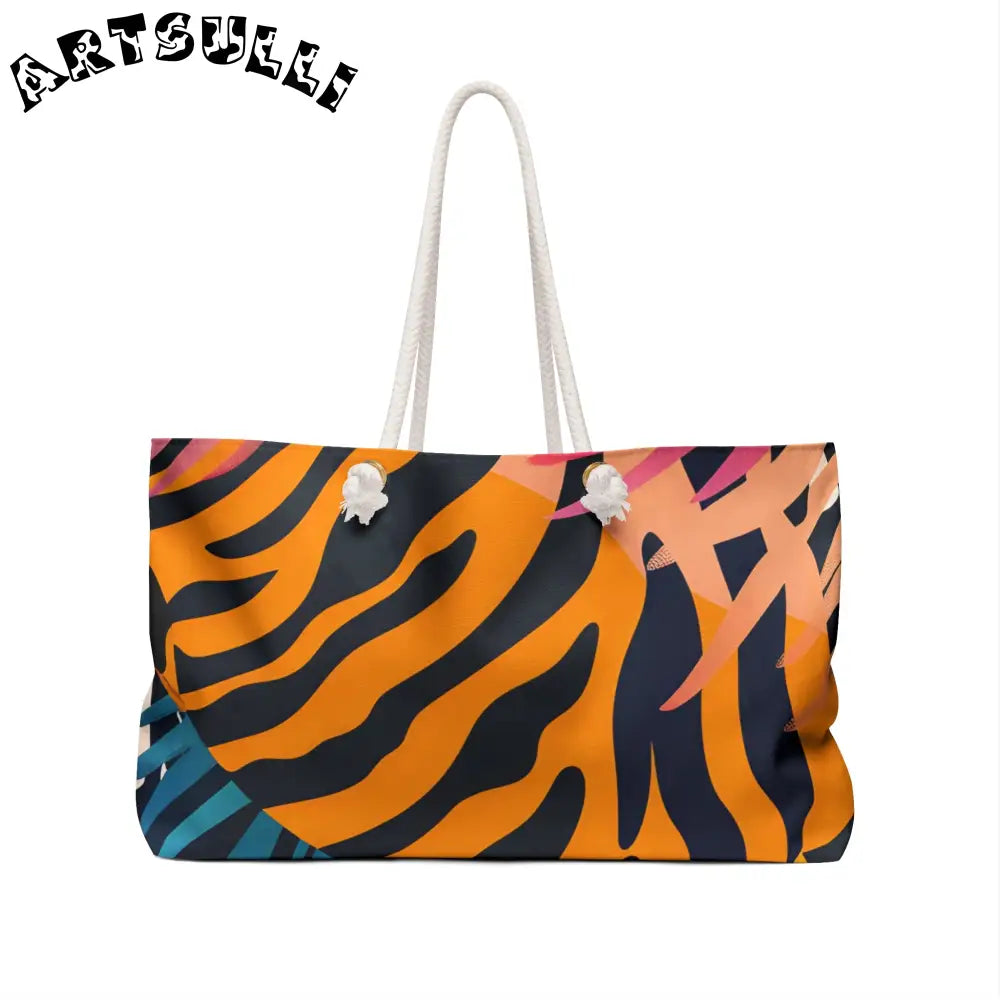 Leaves x Zebra Oversized Weekender Tote, Artsulli - Art is Long, Life is Short, Bags, , , , , , , 