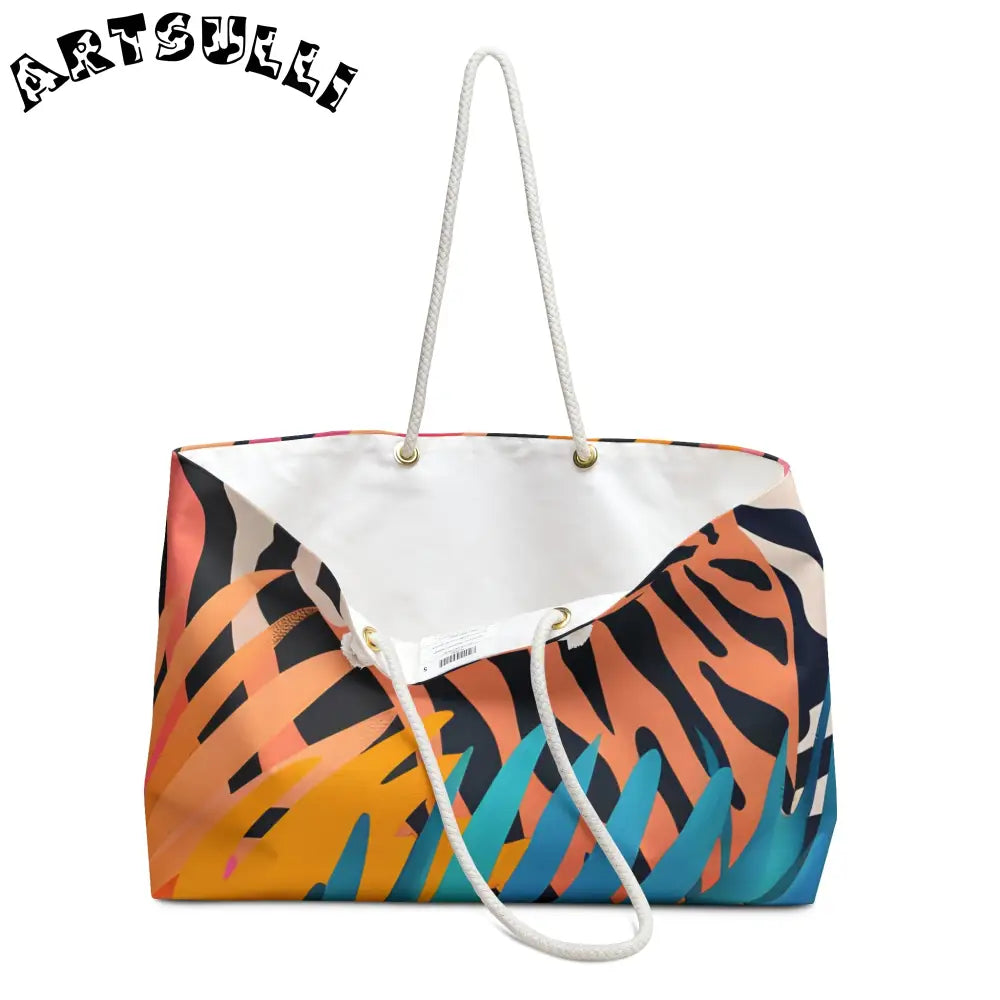 Leaves x Zebra Oversized Weekender Tote, Artsulli - Art is Long, Life is Short, Bags, , , , , , , 