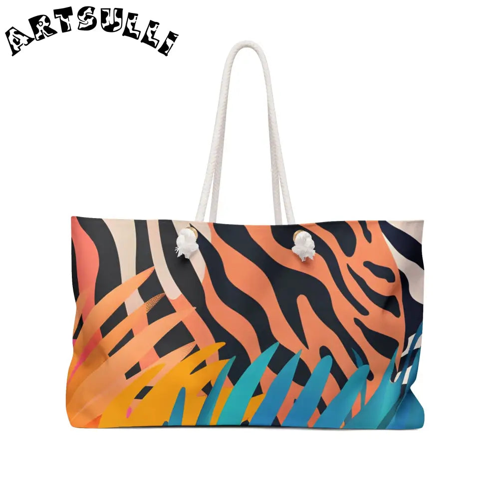 Leaves x Zebra Oversized Weekender Tote, Artsulli - Art is Long, Life is Short, Bags, Size, 24" × 13", , , , , 90247414043386
