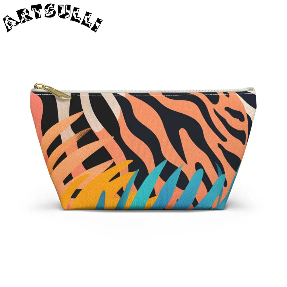 Leaves x Zebra T-Bottom Pouch, Artsulli - Art is Long, Life is Short, Bags, Size, Small, Color, White zipper, , , 87311049924214