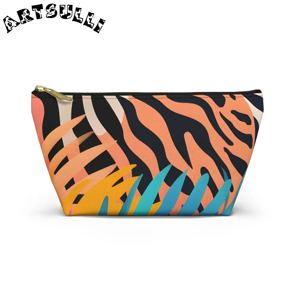 Leaves x Zebra T-Bottom Pouch, Artsulli - Art is Long, Life is Short, Bags, Size, Small, Color, Black zipper, , , 87365550269830