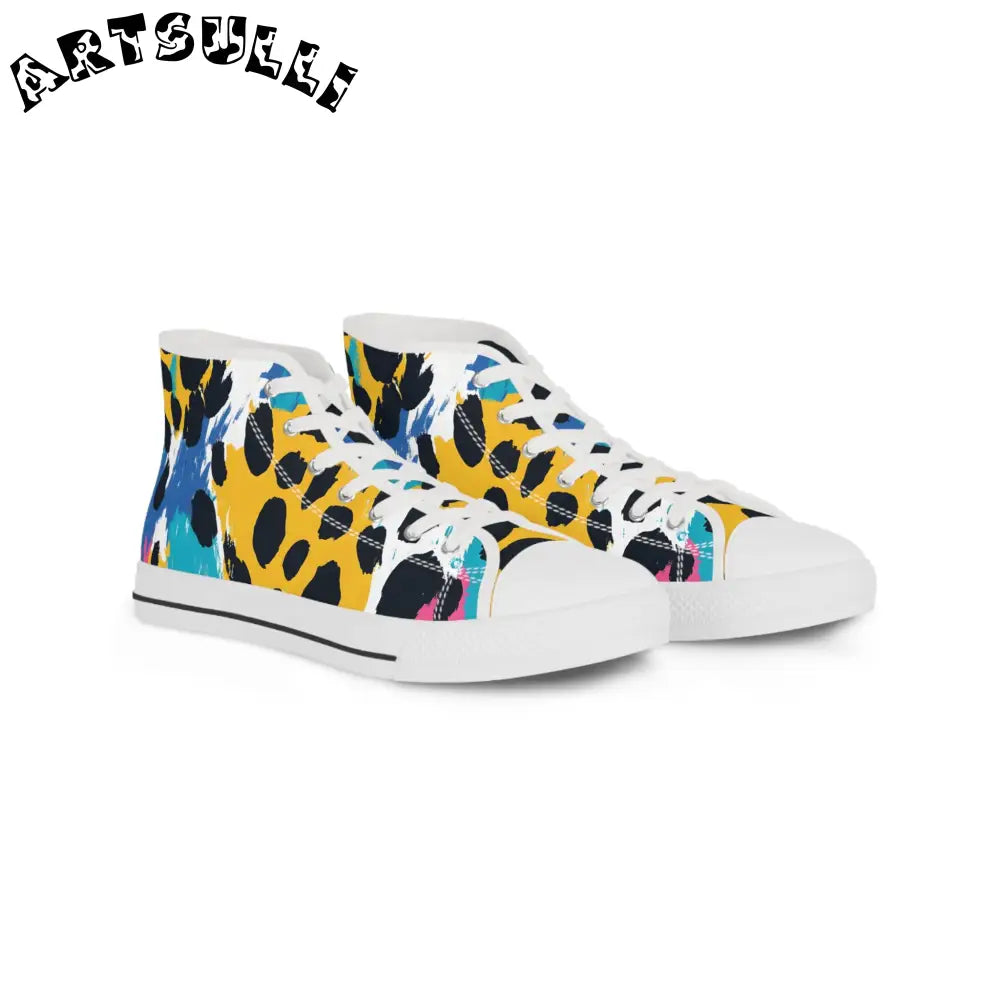Leopard High Tops Polyester Canvas Featuring PU Leather, Artsulli - Art is Long, Life is Short, Shoes, Size, US 5, Color, White sole, , , 16899078030470052879