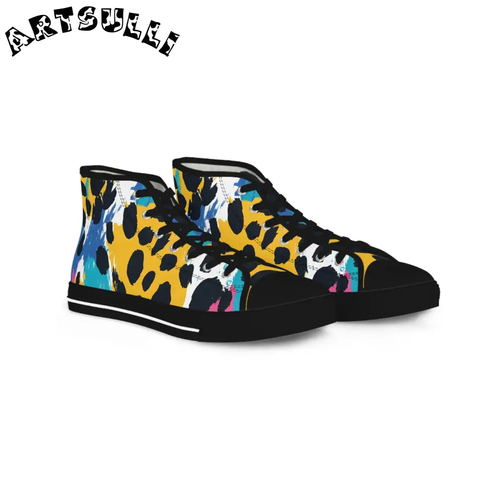Leopard High Tops Polyester Canvas Featuring PU Leather, Artsulli - Art is Long, Life is Short, Shoes, Size, US 5, Color, Black sole, , , 75961350133267594682