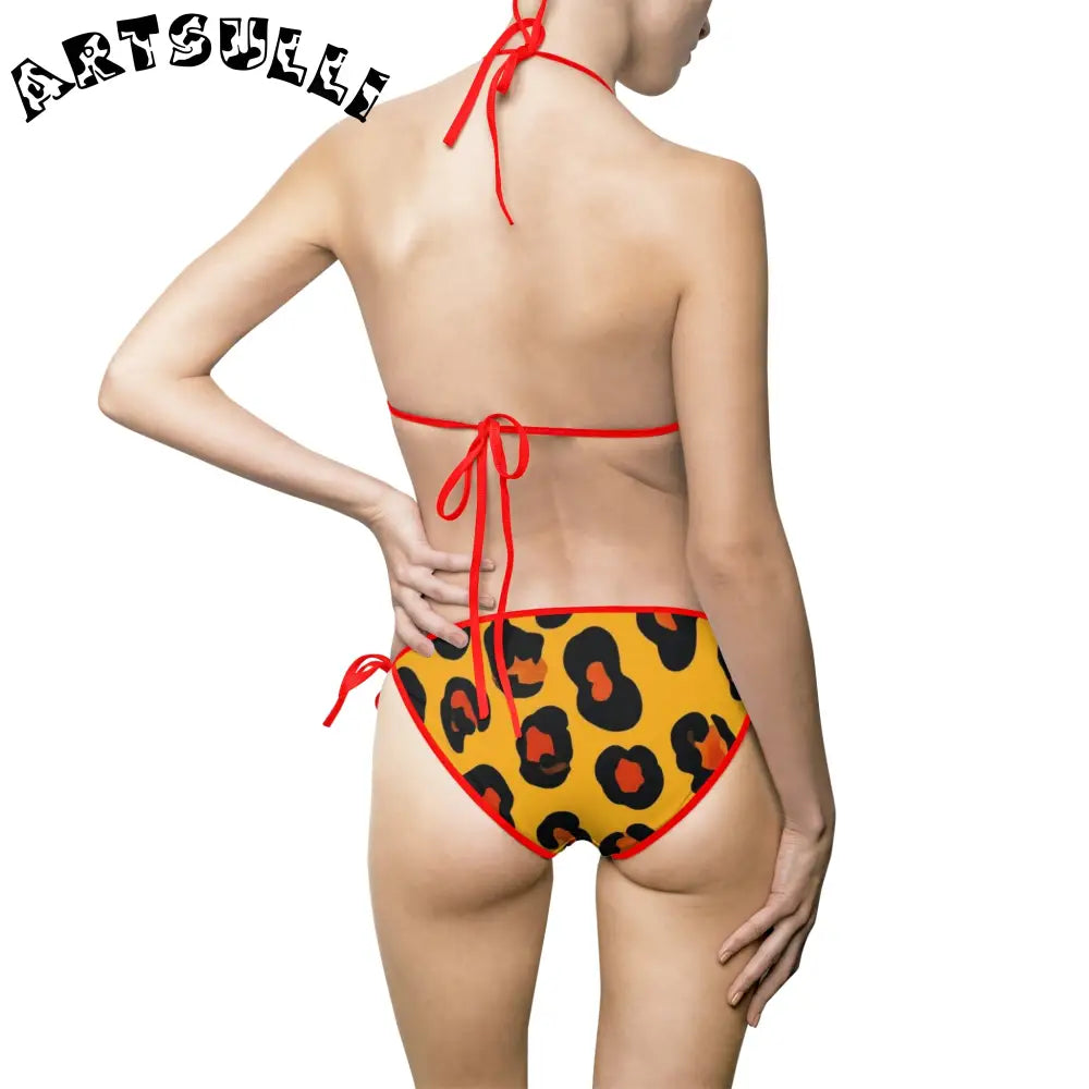 Leopard Illustration Printed Bikini Swimsuit, Artsulli - Art is Long, Life is Short, All Over Prints, , , , , , , 