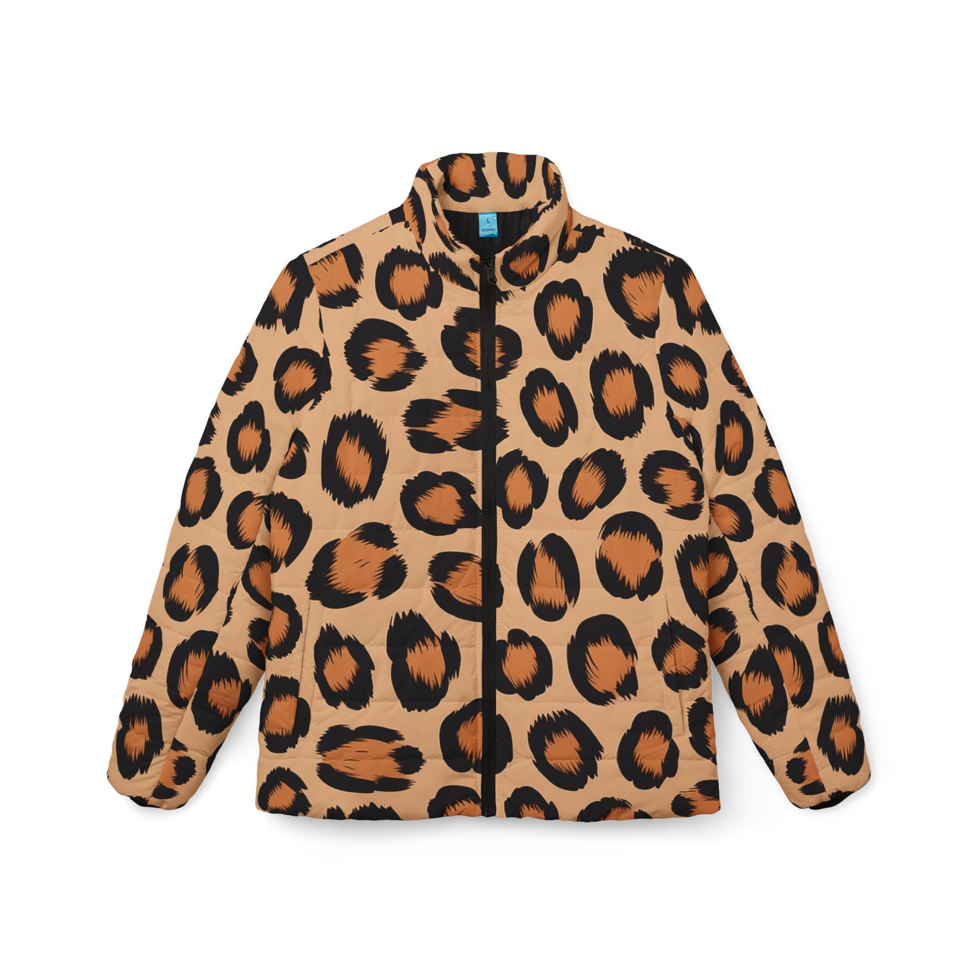 Leopard Illustration Printed Puffer Jacket, Artsulli - Art is Long, Life is Short, All Over Prints, Size, XS, , , , , 33394947448271550770