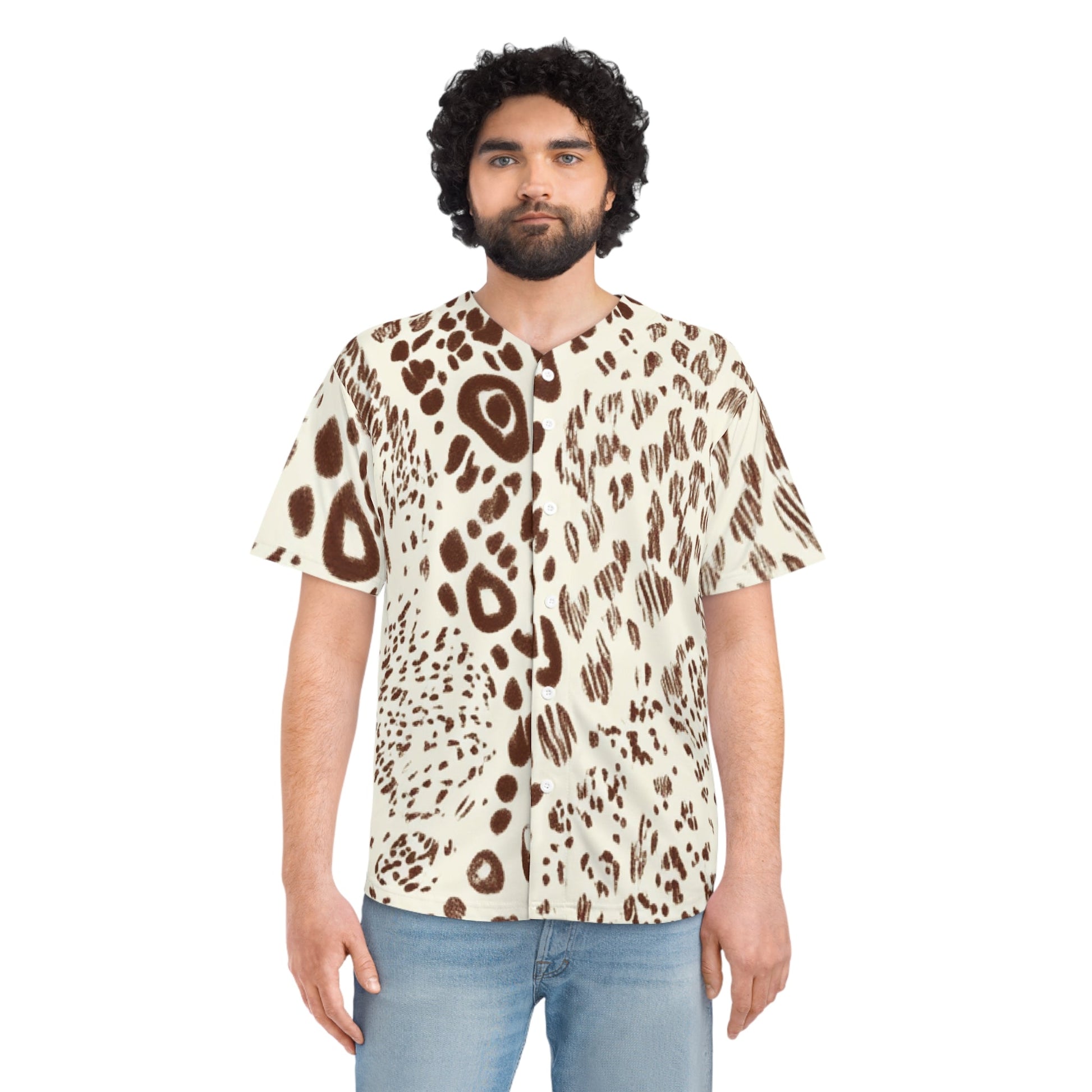 Leopard Print Baseball Jersey, Artsulli - Art is Long, Life is Short, All Over Prints, , , , , , , 