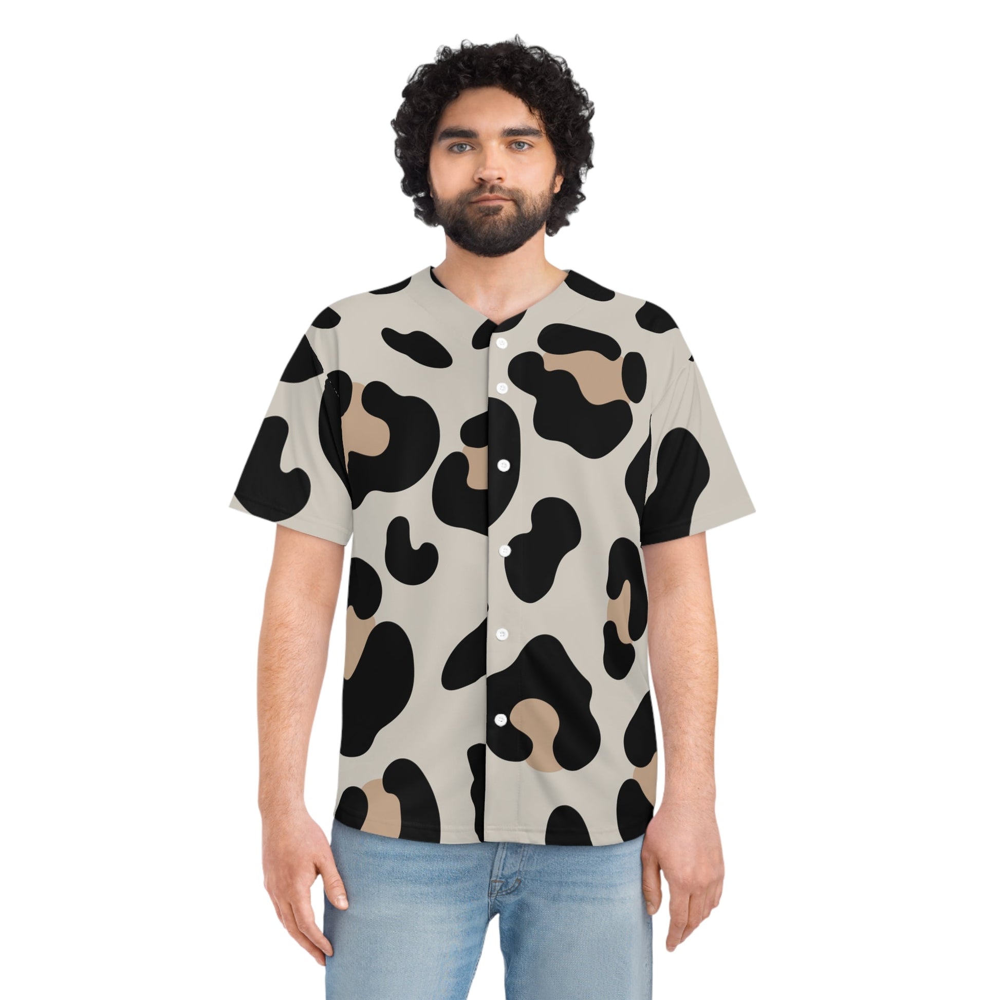 Leopard Print Button Up Baseball Jersey, Artsulli - Art is Long, Life is Short, All Over Prints, , , , , , , 