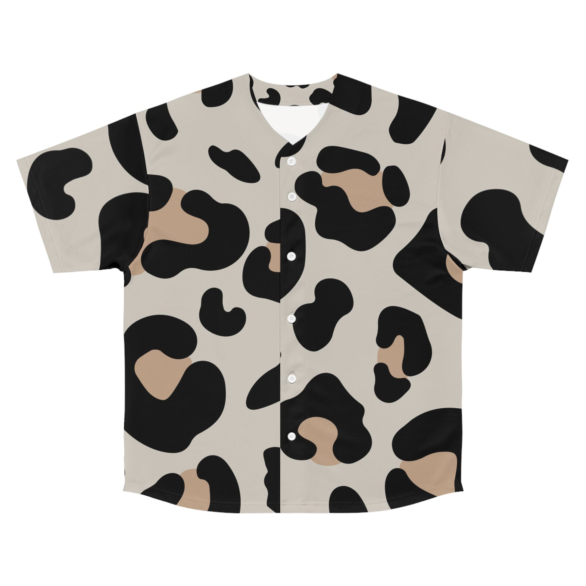 Leopard Print Button Up Baseball Jersey, Artsulli - Art is Long, Life is Short, All Over Prints, Size, S, Color, Seam thread color automatically matched to design, , , 70705870440331337523