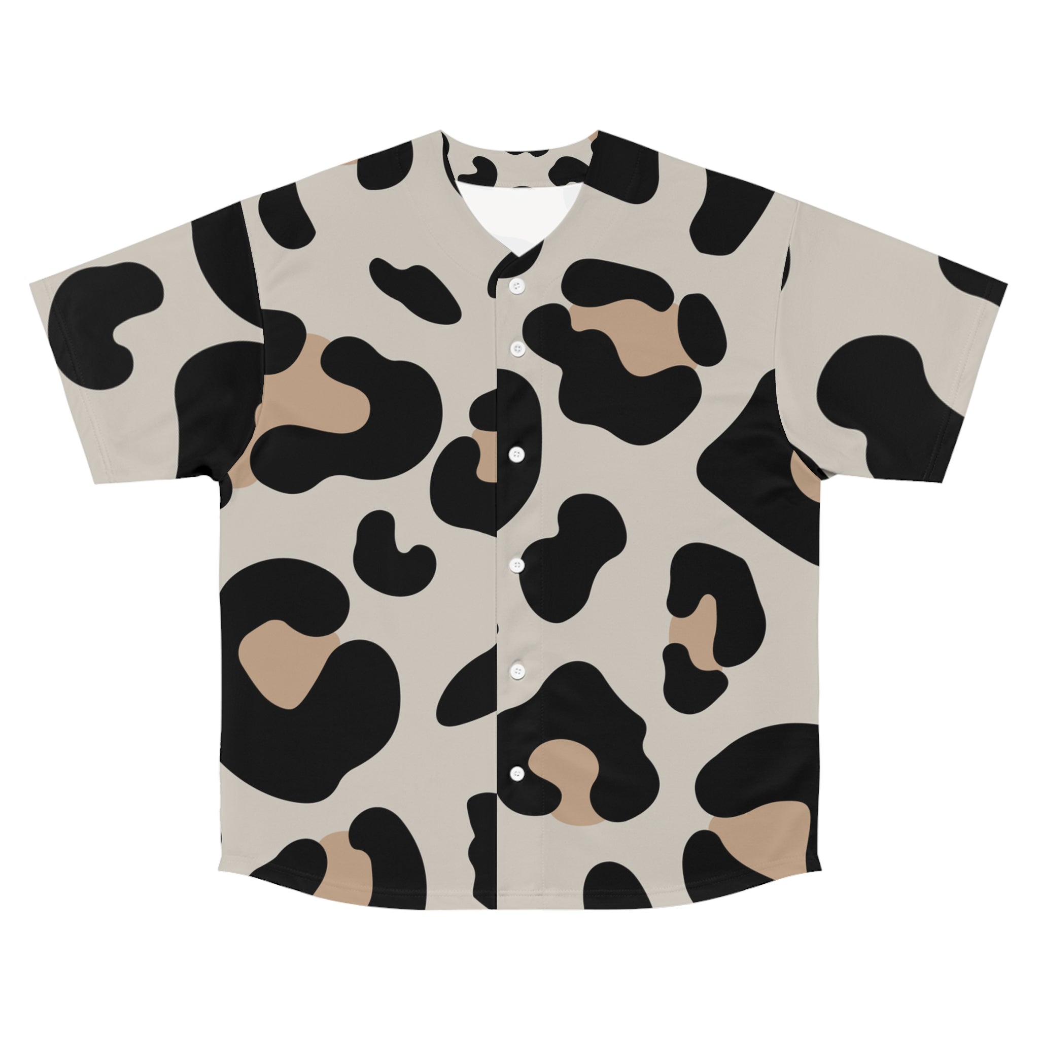 Leopard Print Button Up Baseball Jersey, Artsulli - Art is Long, Life is Short, All Over Prints, Size, S, Color, Seam thread color automatically matched to design, , , 70705870440331337523