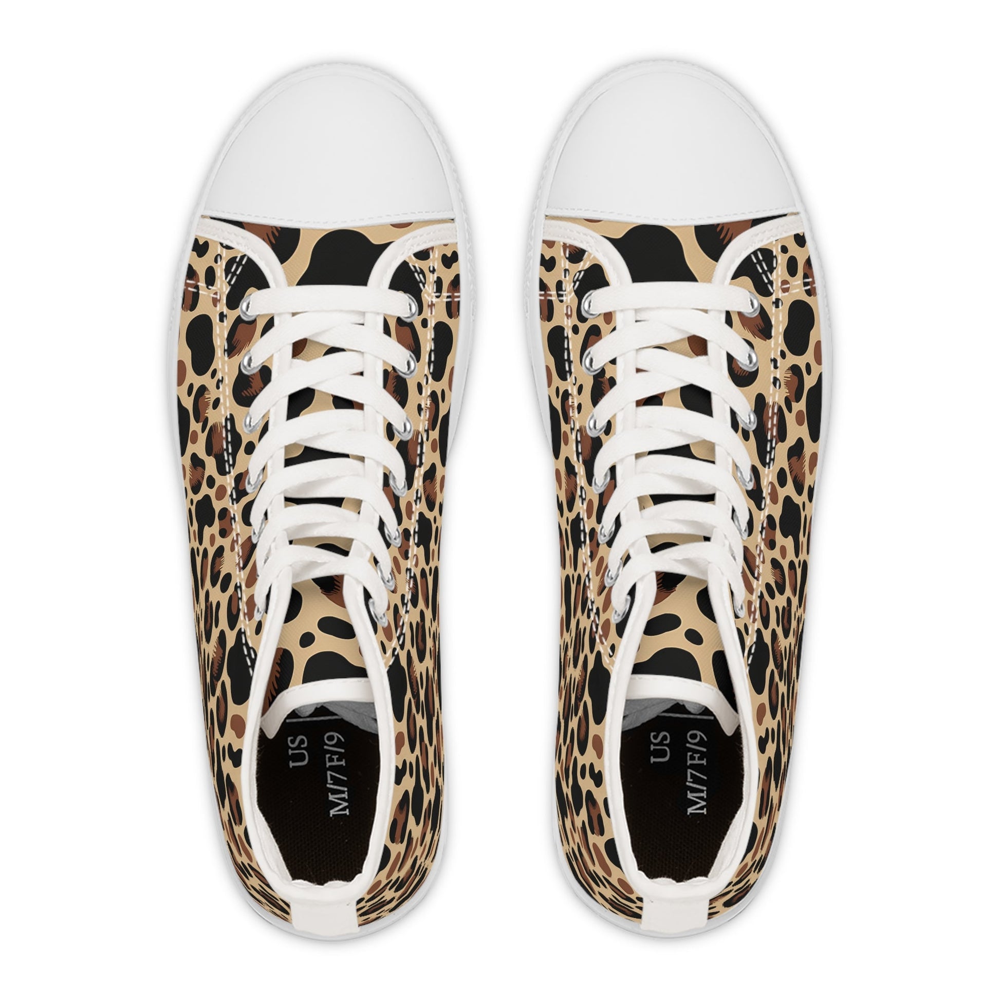 Leopard Print Canvas High Top Sneakers, Artsulli - Art is Long, Life is Short, Shoes, , , , , , , 