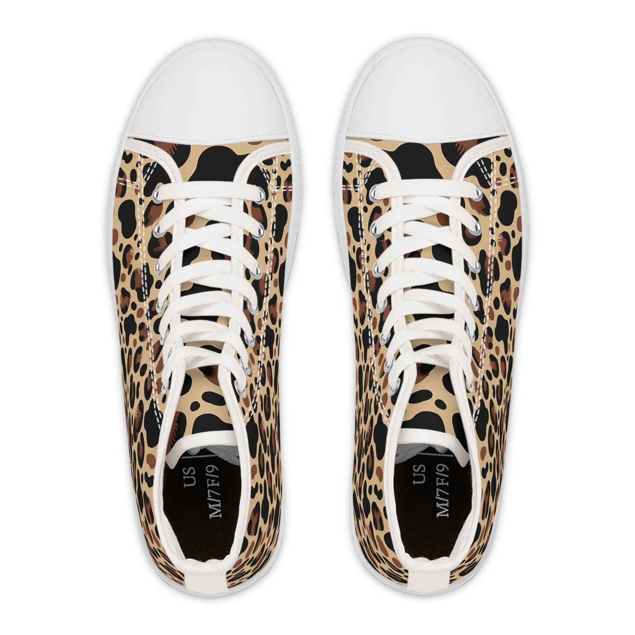 Leopard Print Canvas High Top Sneakers, Artsulli - Art is Long, Life is Short, Shoes, , , , , , , 