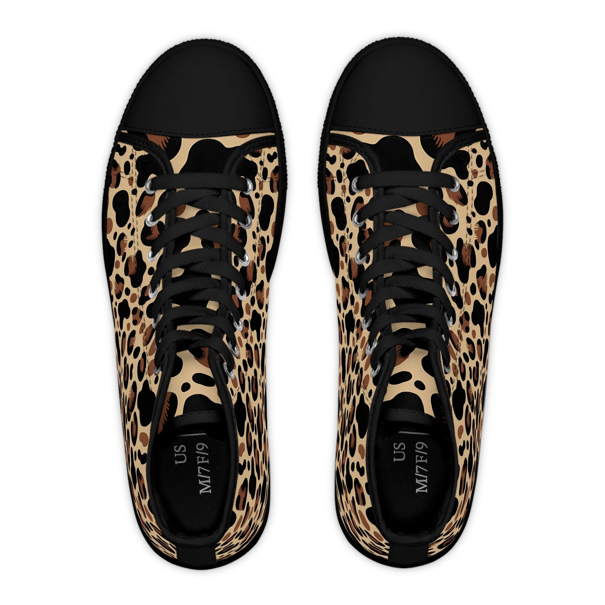Leopard Print Canvas High Top Sneakers, Artsulli - Art is Long, Life is Short, Shoes, , , , , , , 