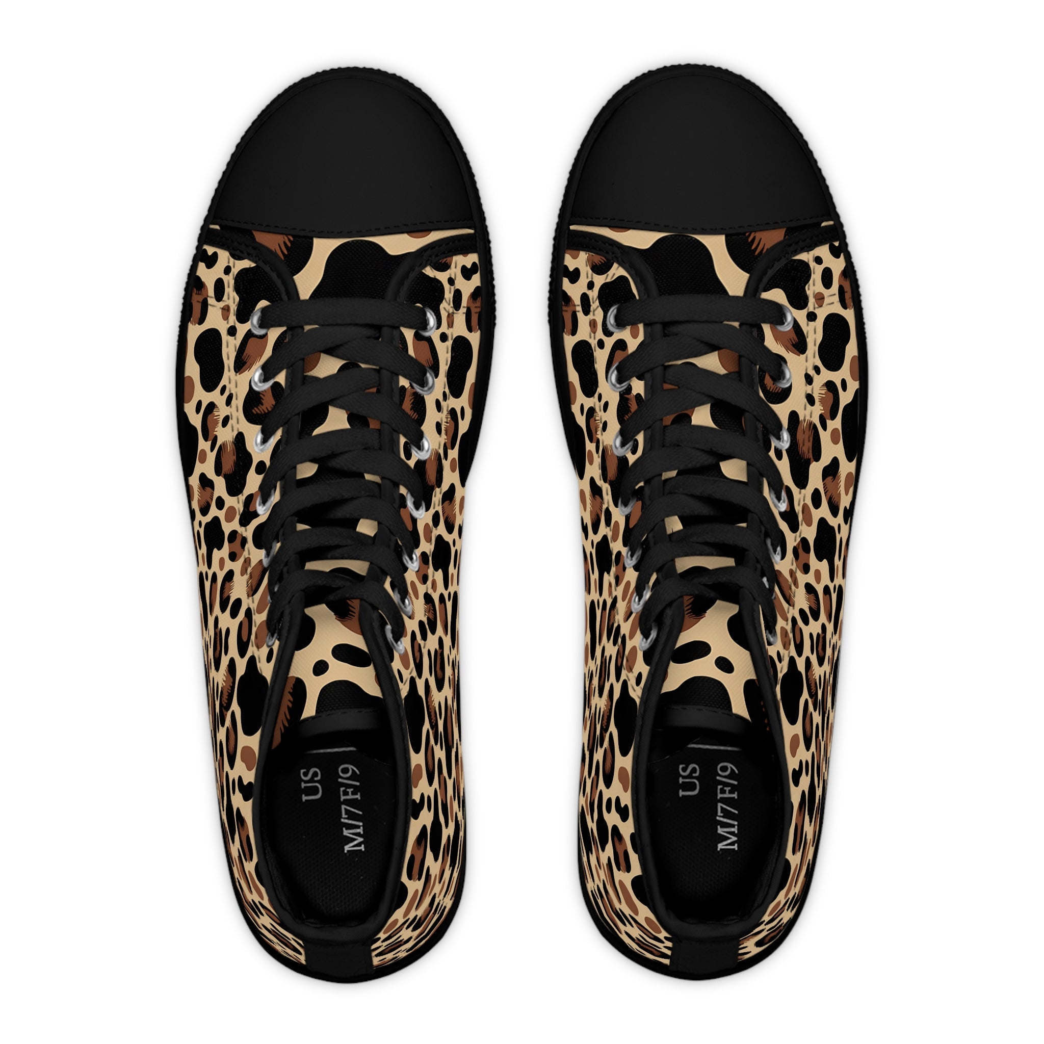 Leopard Print Canvas High Top Sneakers, Artsulli - Art is Long, Life is Short, Shoes, , , , , , , 