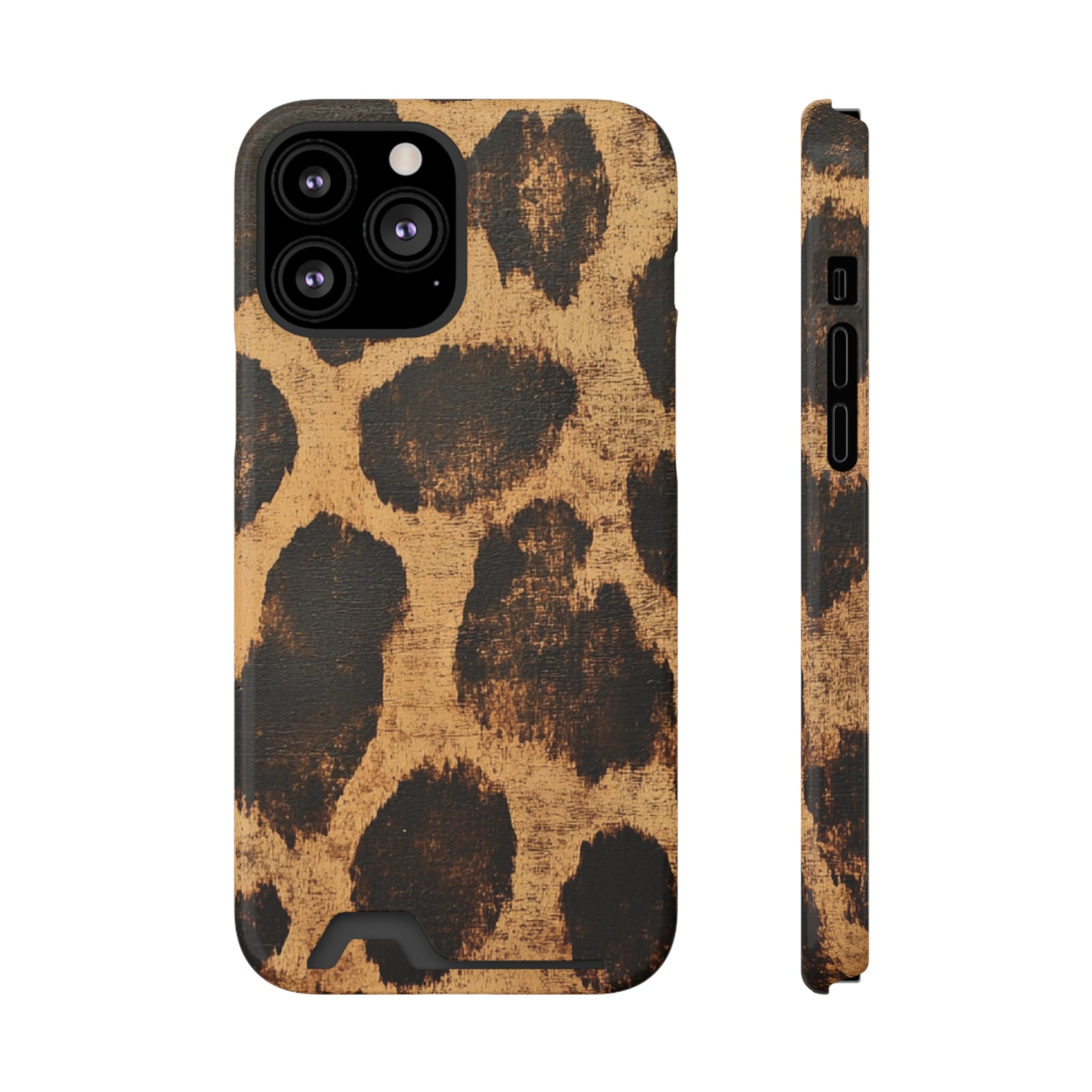 Leopard Print Cardholder Phone Case, Artsulli - Art is Long, Life is Short, Phone Case, Size, iPhone 13 Pro Max, Surface, Glossy, Shape, With gift packaging, 22411277985901913610