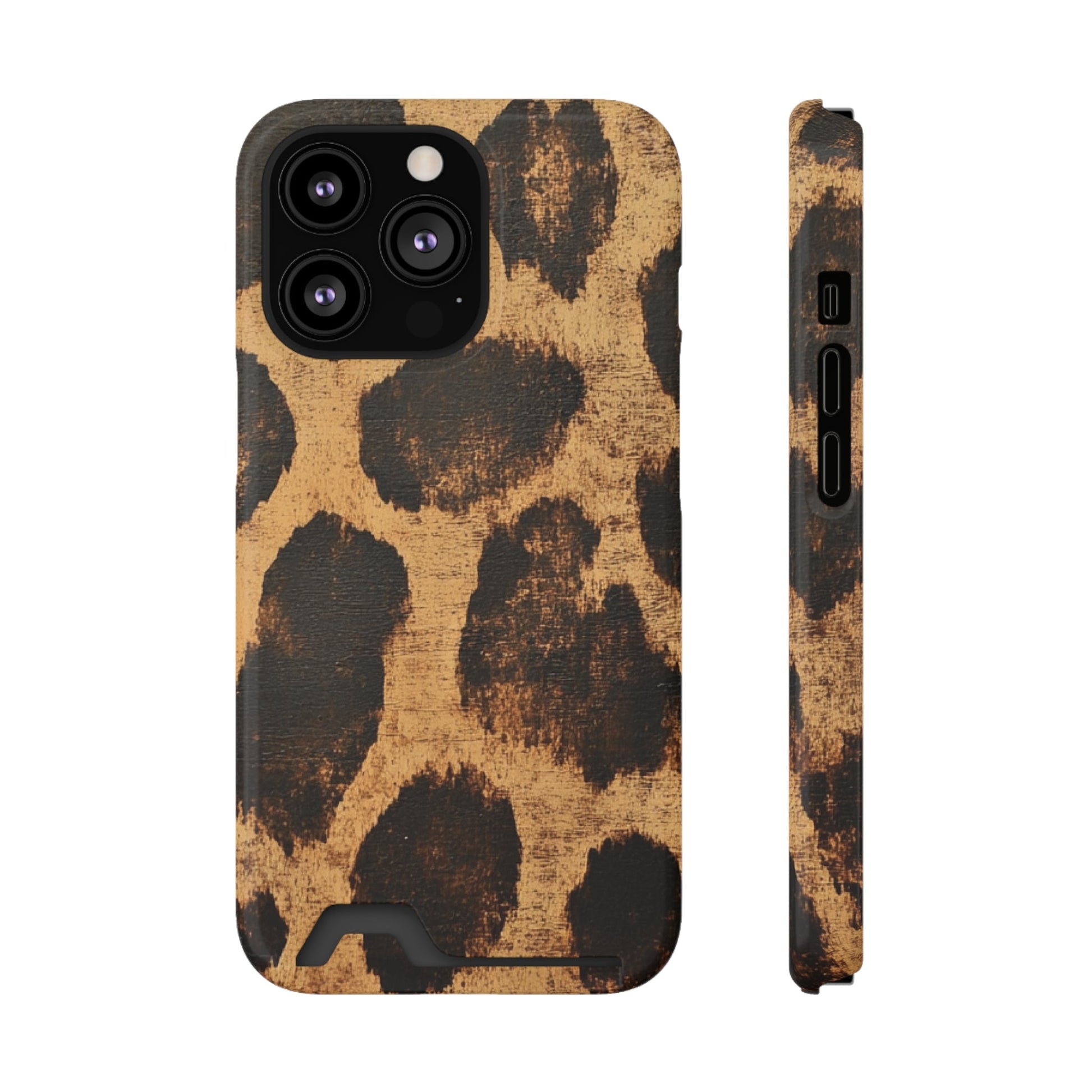 Leopard Print Cardholder Phone Case, Artsulli - Art is Long, Life is Short, Phone Case, Size, iPhone 13 Pro, Surface, Glossy, Shape, With gift packaging, 55998519705257033332