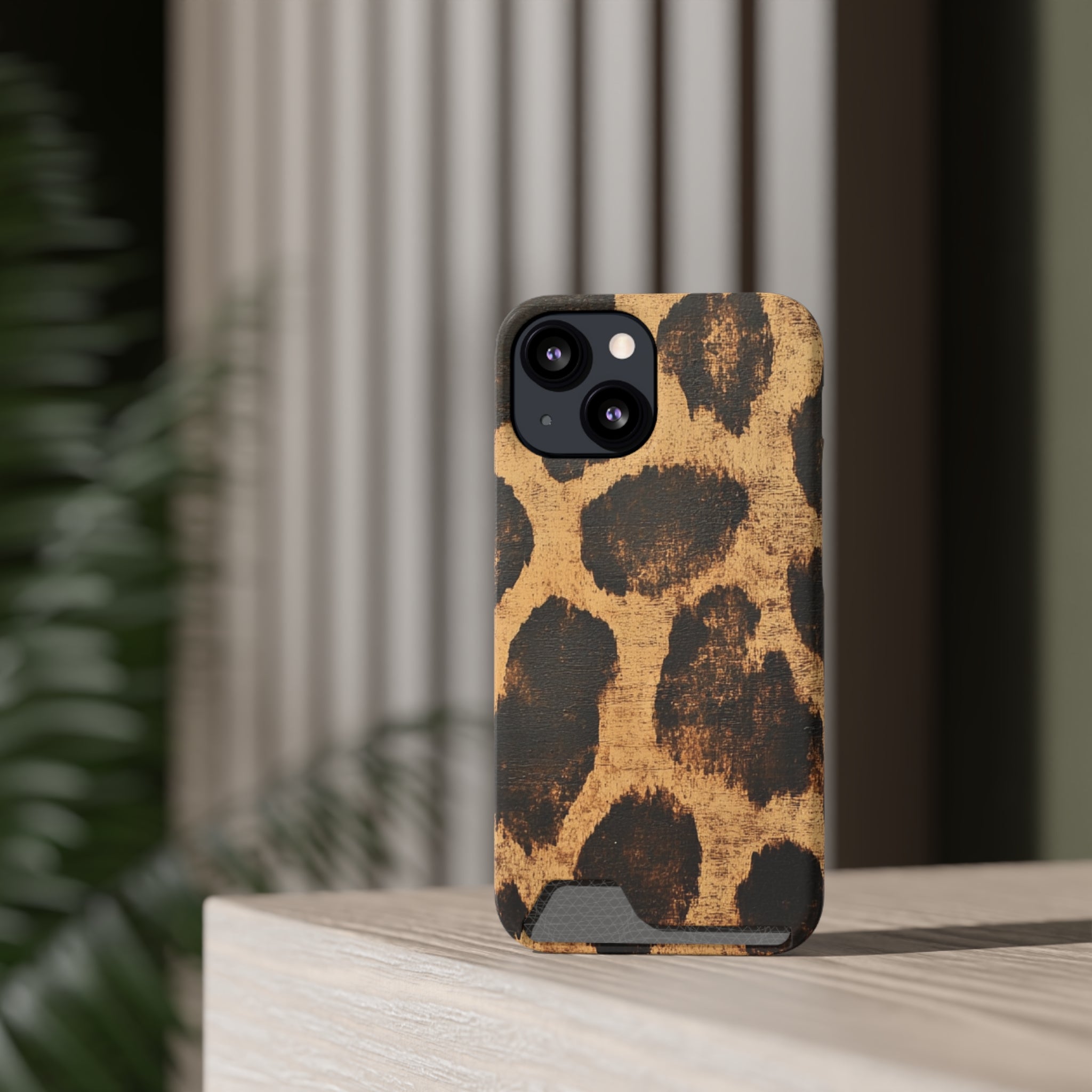 Leopard Print Cardholder Phone Case, Artsulli - Art is Long, Life is Short, Phone Case, , , , , , , 