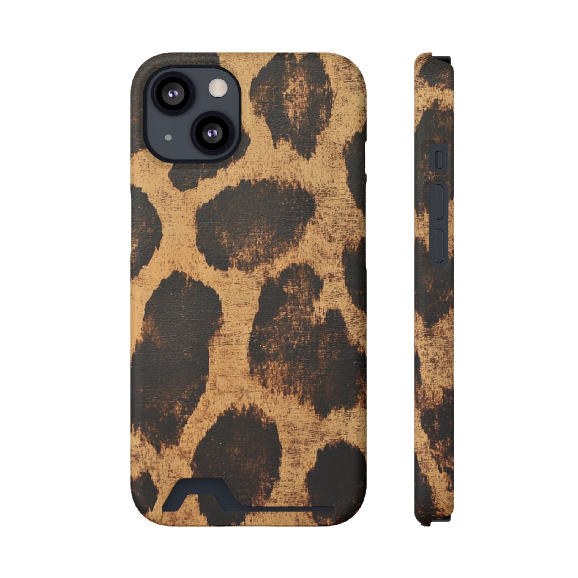 Leopard Print Cardholder Phone Case, Artsulli - Art is Long, Life is Short, Phone Case, Size, iPhone 13, Surface, Matte, Shape, With gift packaging, 21919171240755003005