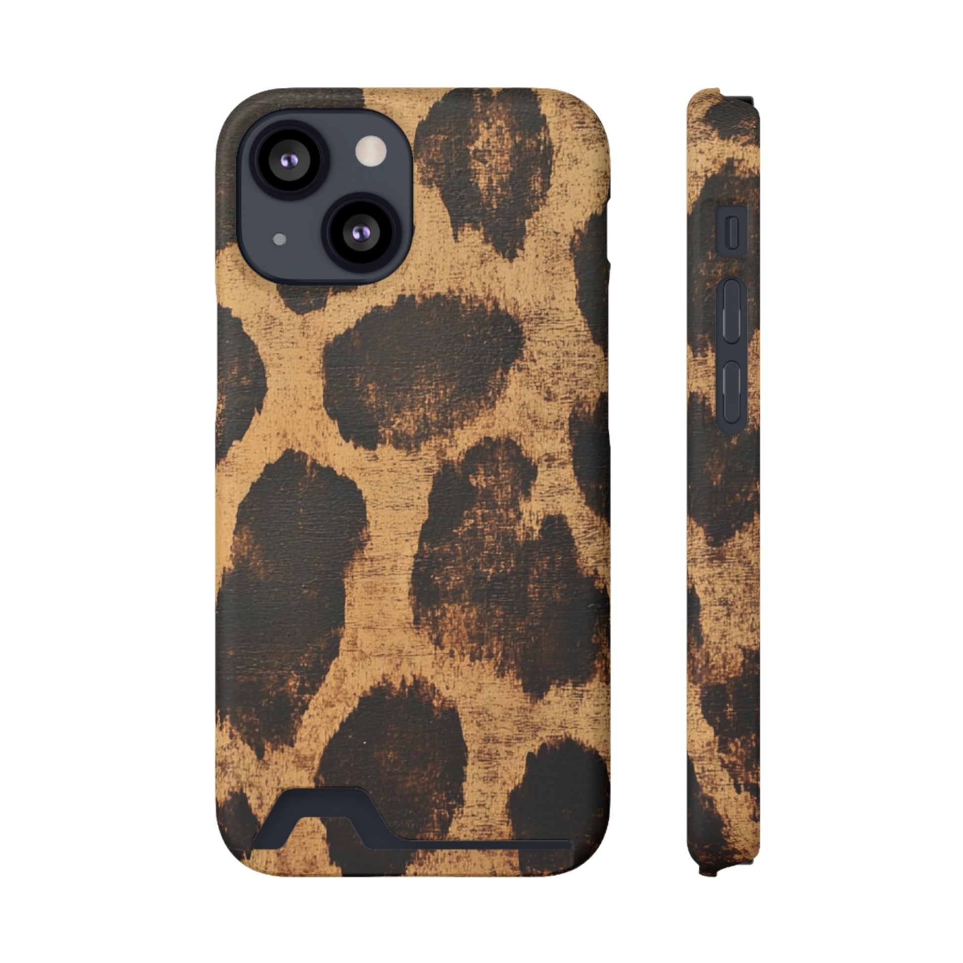 Leopard Print Cardholder Phone Case, Artsulli - Art is Long, Life is Short, Phone Case, Size, iPhone 13 Mini, Surface, Matte, Shape, With gift packaging, 13498637859313860204