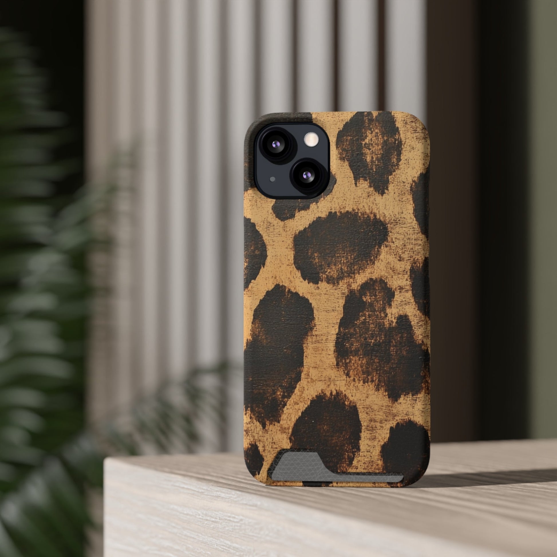 Leopard Print Cardholder Phone Case, Artsulli - Art is Long, Life is Short, Phone Case, , , , , , , 