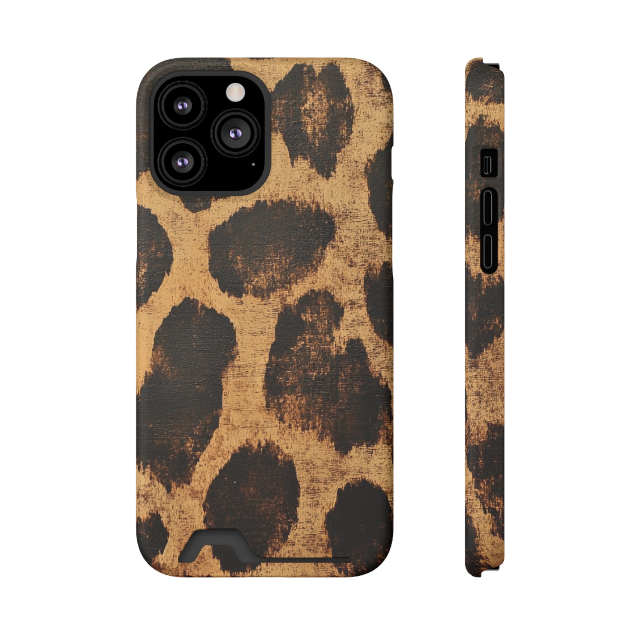 Leopard Print Cardholder Phone Case, Artsulli - Art is Long, Life is Short, Phone Case, Size, iPhone 13 Pro Max, Surface, Matte, Shape, With gift packaging, 57469652073654917460