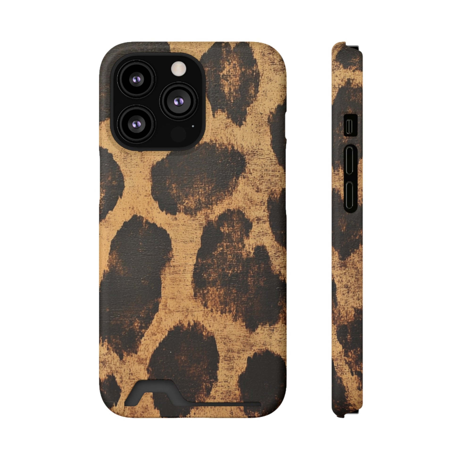 Leopard Print Cardholder Phone Case, Artsulli - Art is Long, Life is Short, Phone Case, Size, iPhone 13 Pro, Surface, Matte, Shape, With gift packaging, 18552908452556981222
