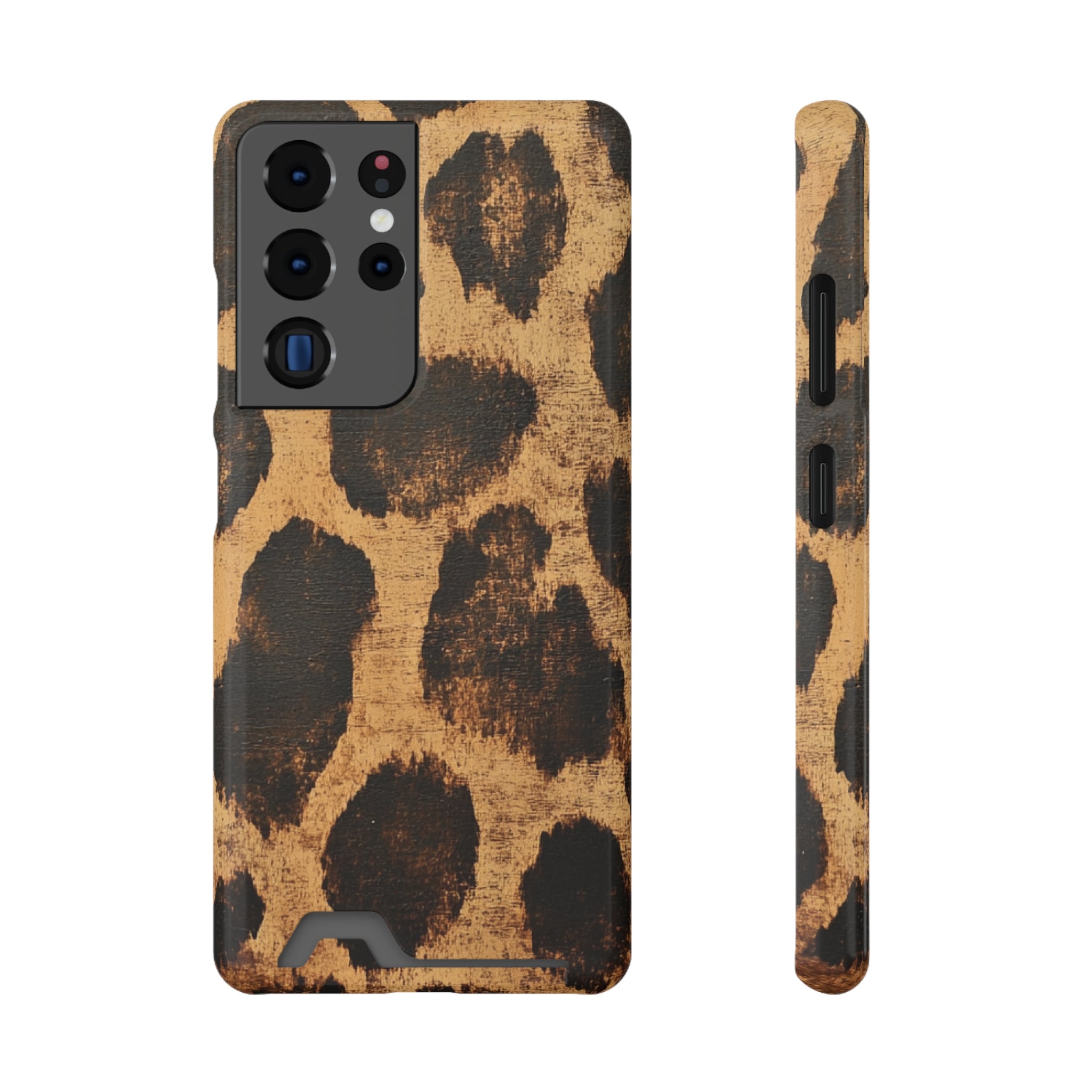 Leopard Print Cardholder Phone Case, Artsulli - Art is Long, Life is Short, Phone Case, Size, Samsung Galaxy S21 Ultra, Surface, Glossy, Shape, With gift packaging, 26689997990198927092