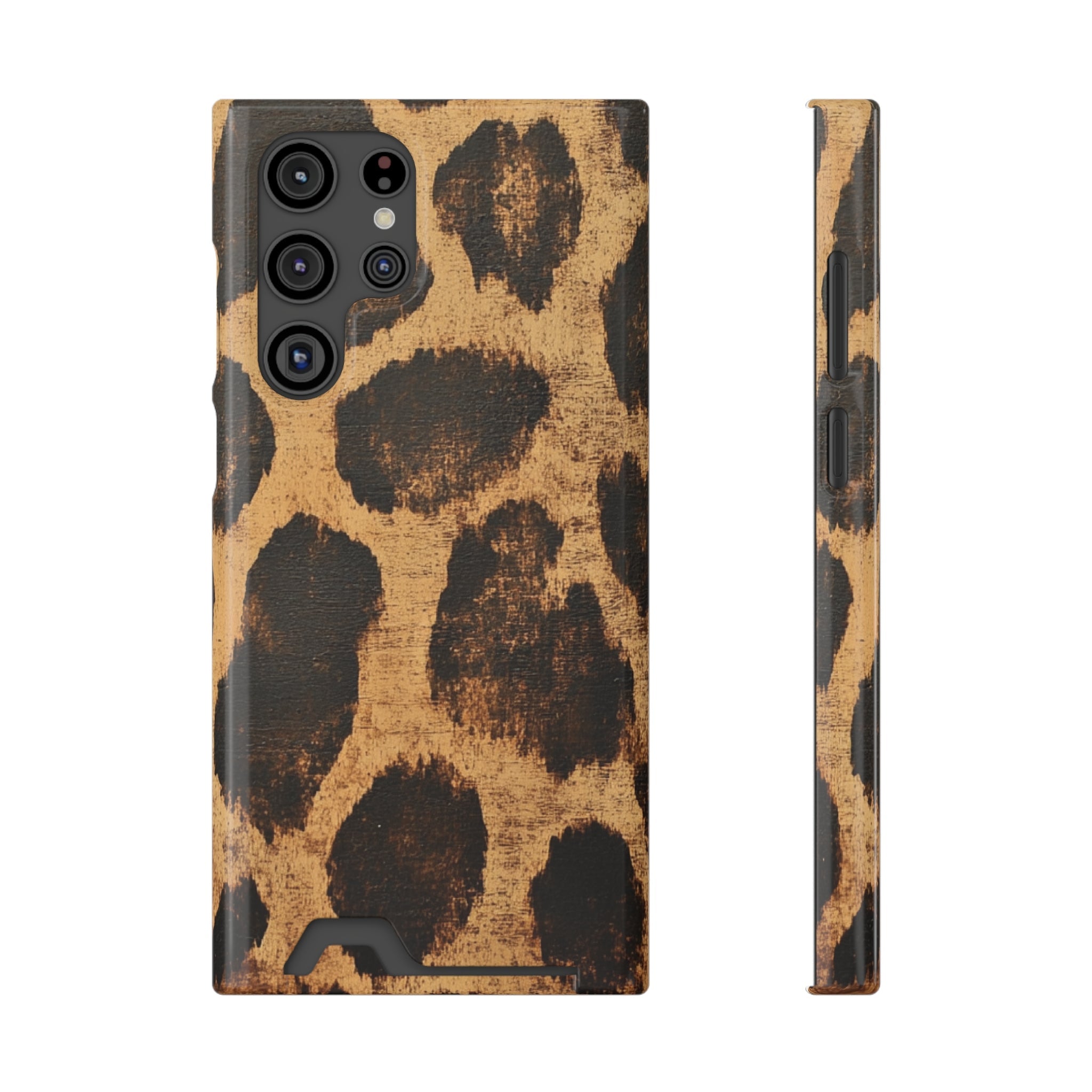 Leopard Print Cardholder Phone Case, Artsulli - Art is Long, Life is Short, Phone Case, Size, Samsung Galaxy S22 Ultra, Surface, Glossy, Shape, Without gift packaging, 27613952970648625573
