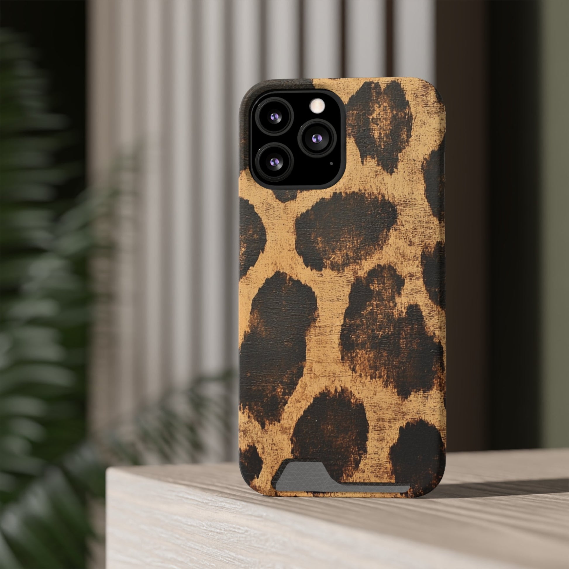 Leopard Print Cardholder Phone Case, Artsulli - Art is Long, Life is Short, Phone Case, , , , , , , 
