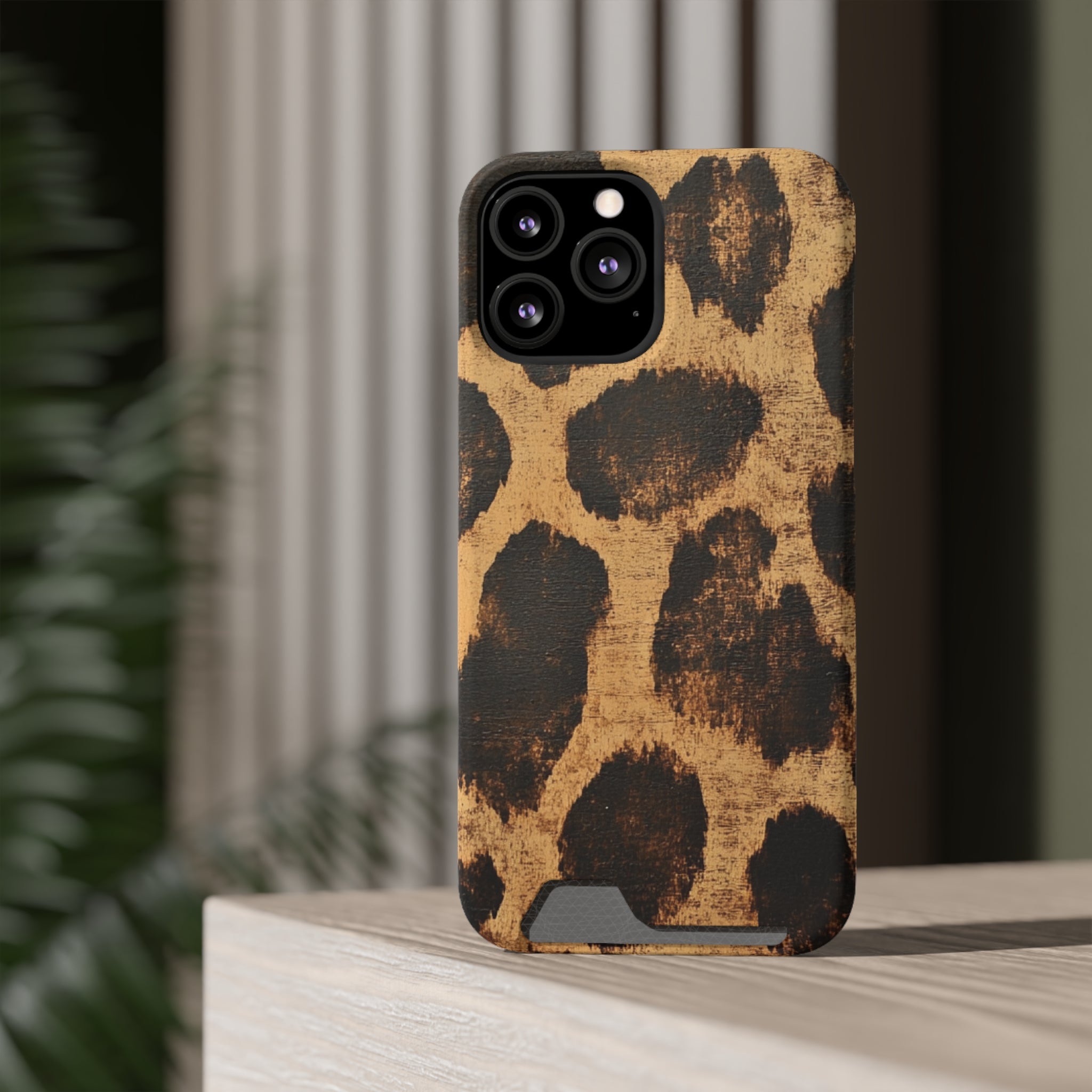 Leopard Print Cardholder Phone Case, Artsulli - Art is Long, Life is Short, Phone Case, , , , , , , 