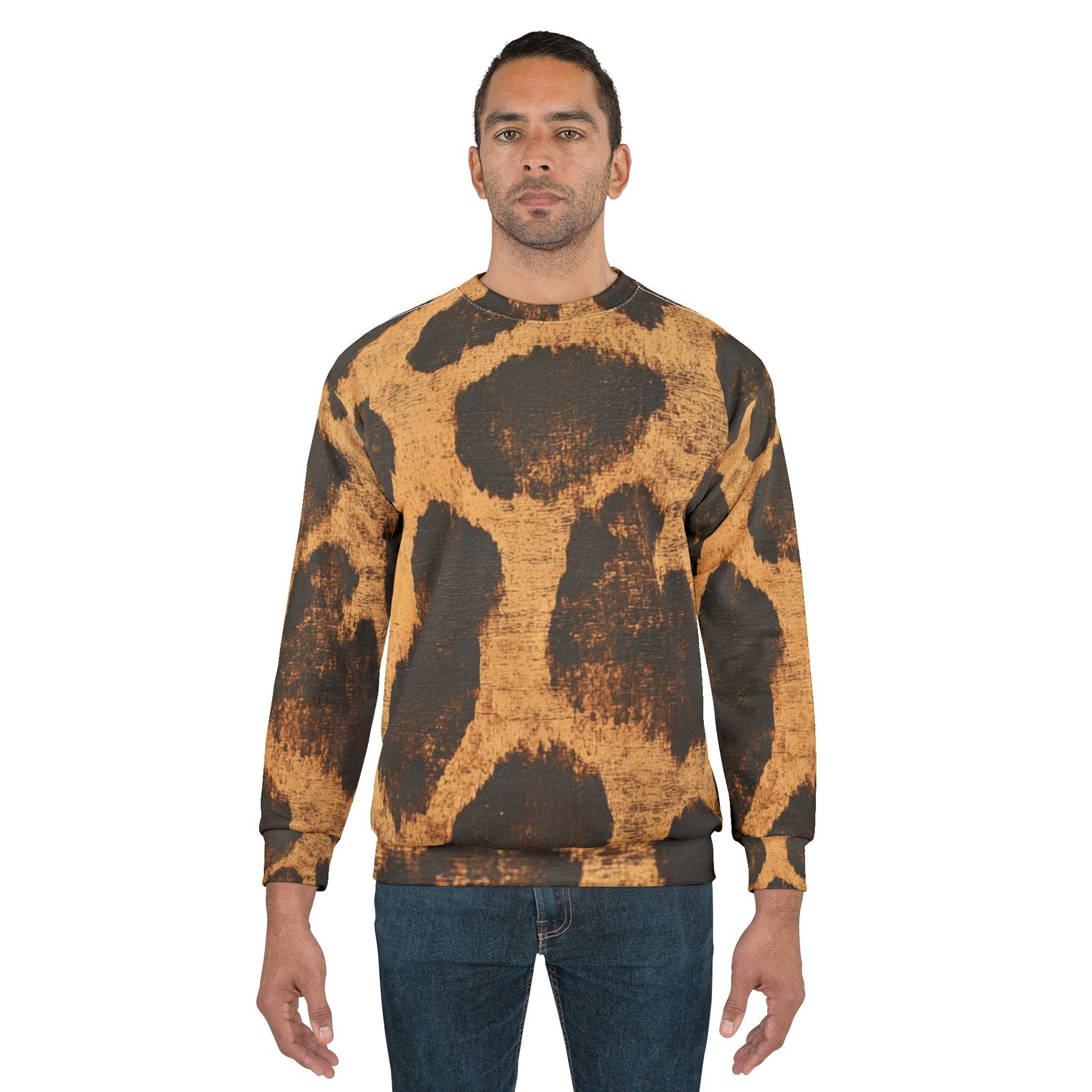 Leopard Print Crewneck Sweatshirt, Artsulli - Art is Long, Life is Short, All Over Prints, , , , , , , 