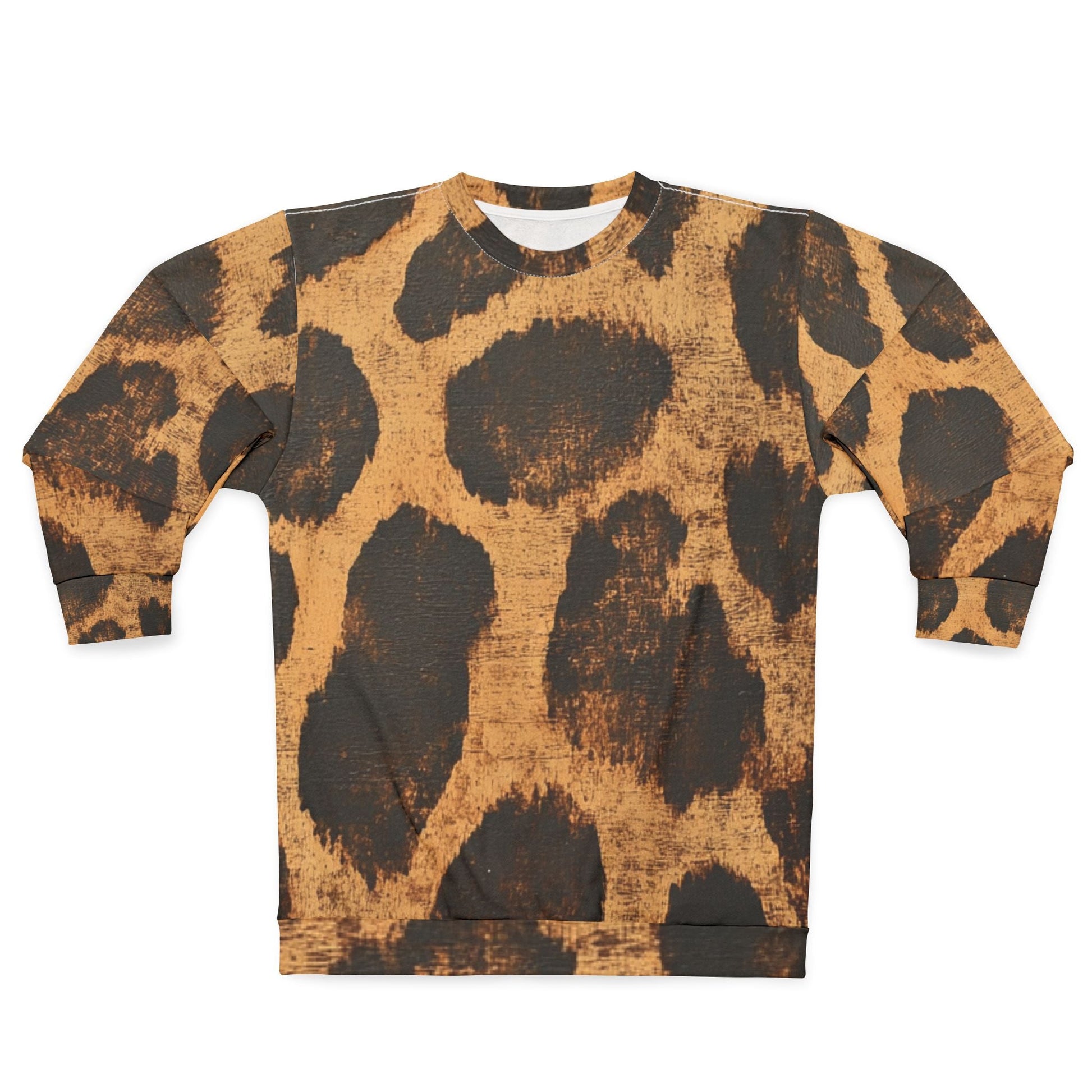 Leopard Print Crewneck Sweatshirt, Artsulli - Art is Long, Life is Short, All Over Prints, Size, XS, , , , , 26308571431471682070