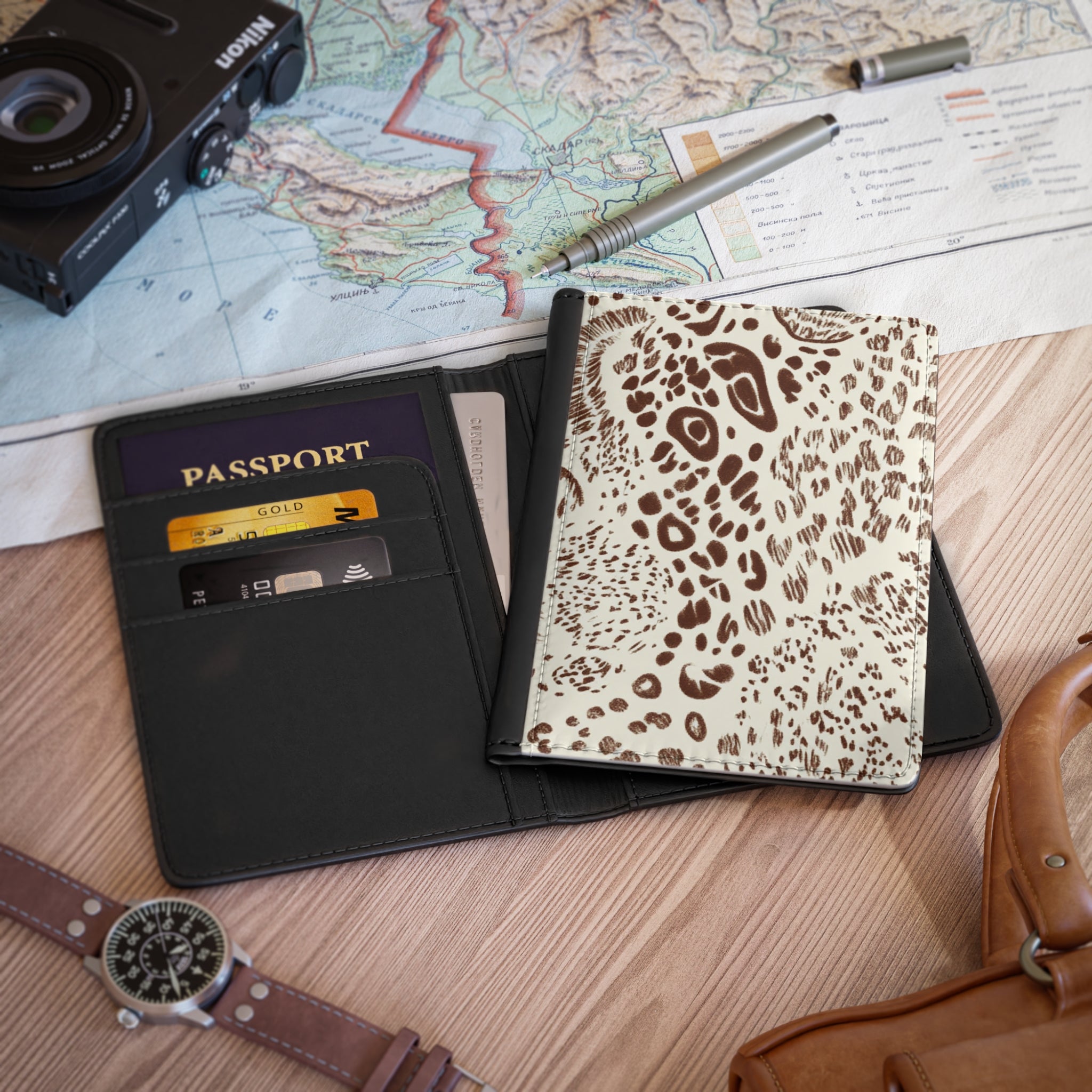 Leopard Print Passport Cover, Artsulli - Art is Long, Life is Short, Accessories, , , , , , , 