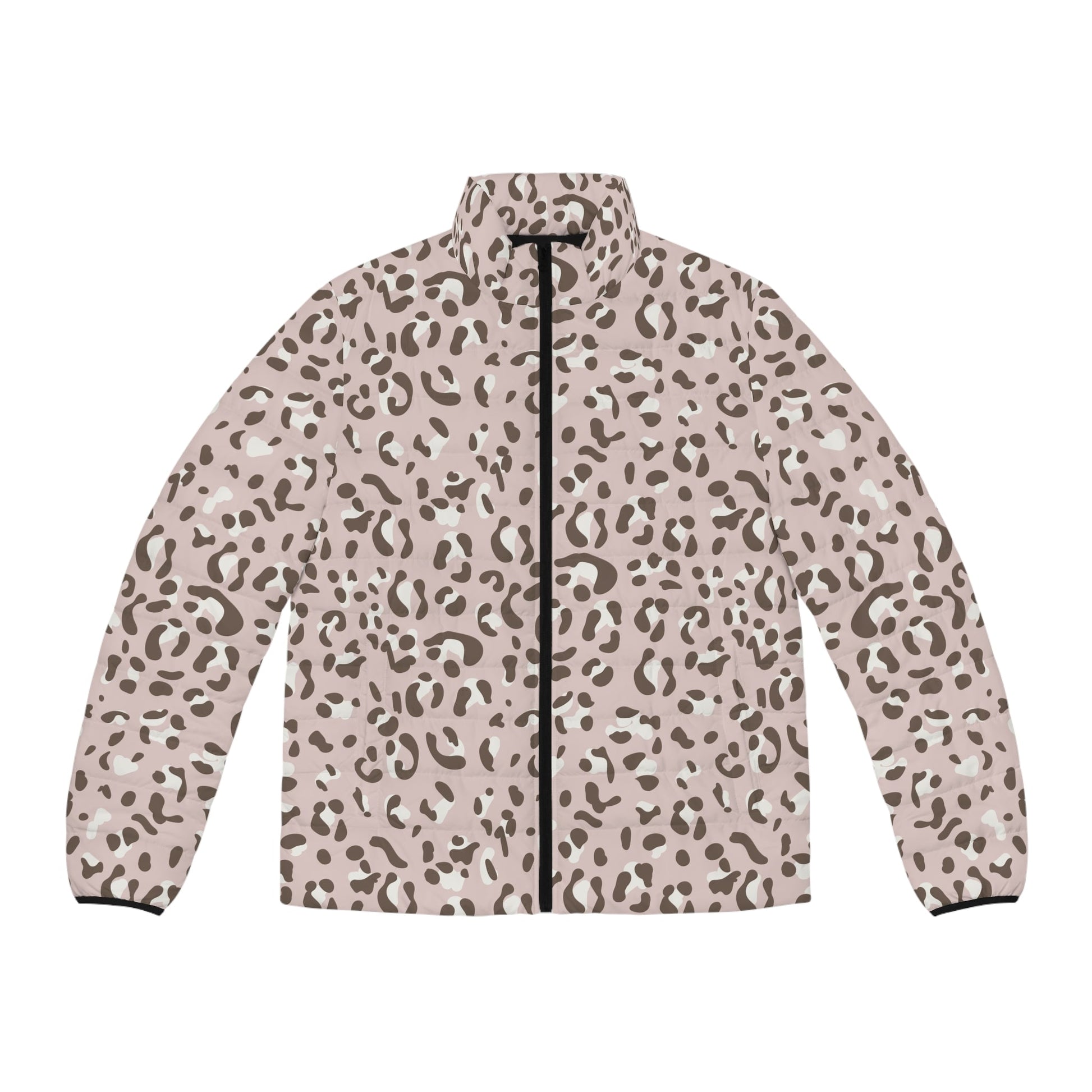 Leopard Print Puffer Jacket, Artsulli - Art is Long, Life is Short, All Over Prints, Size, S, Color, Black zipper, , , 14633013430752735429