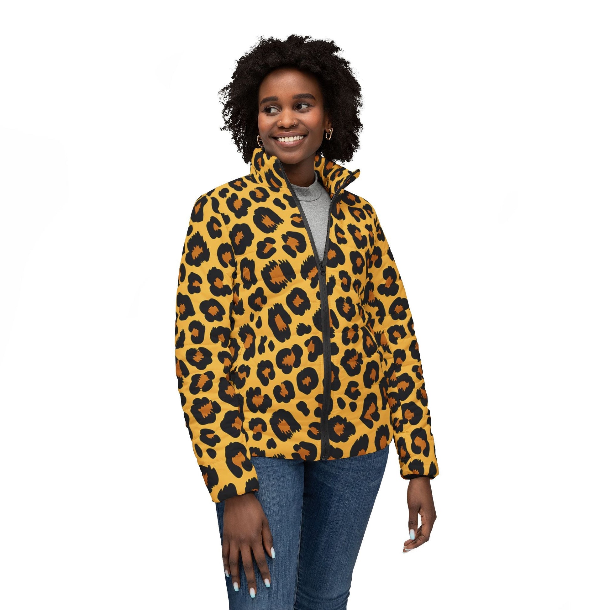 Leopard Print Puffer Jacket, Artsulli - Art is Long, Life is Short, All Over Prints, , , , , , , 