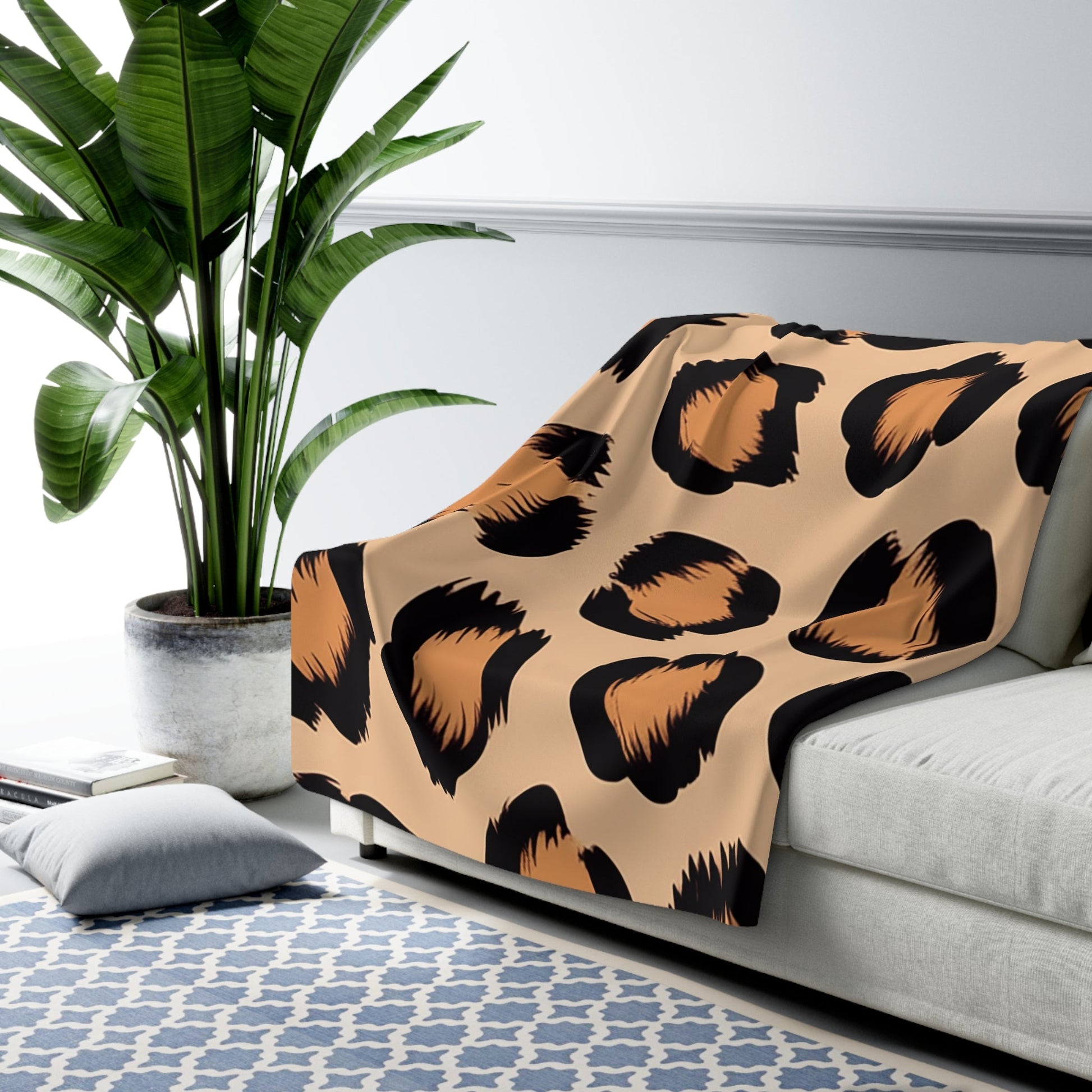 Leopard Print Sherpa Fleece Blanket, Artsulli - Art is Long, Life is Short, Home Decor, , , , , , , 