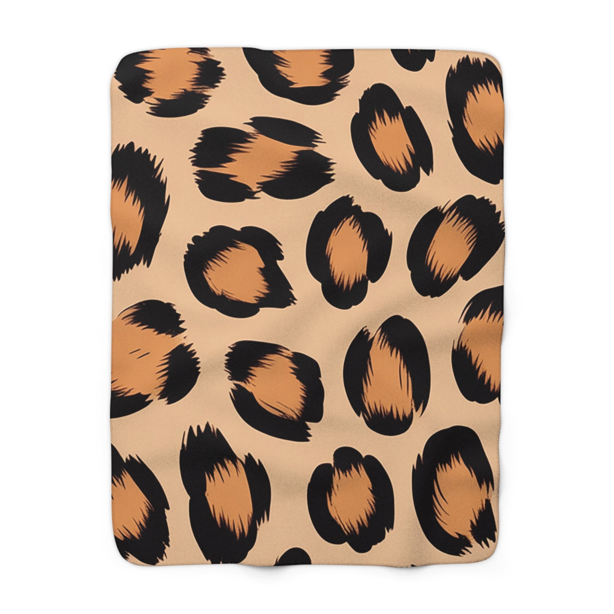 Leopard Print Sherpa Fleece Blanket, Artsulli - Art is Long, Life is Short, Home Decor, Size, 50" × 60", , , , , 20504457551707095603