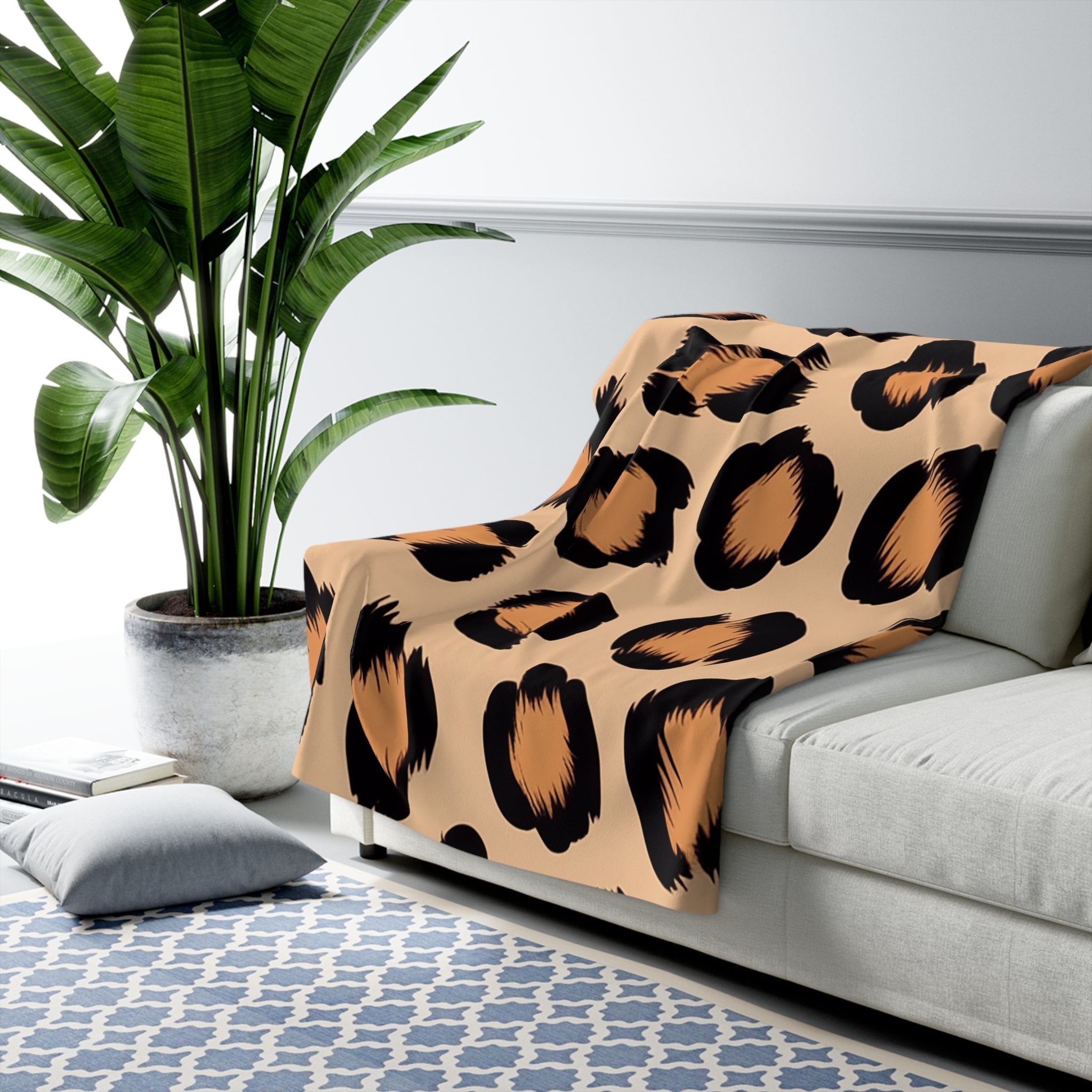 Leopard Print Sherpa Fleece Blanket, Artsulli - Art is Long, Life is Short, Home Decor, , , , , , , 