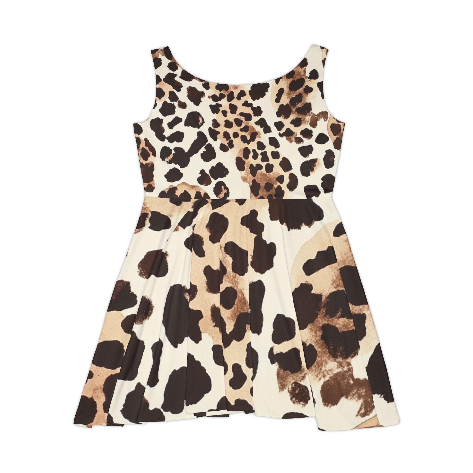 Leopard Print Sleeveless Skater Dress, Artsulli - Art is Long, Life is Short, All Over Prints, , , , , , , 
