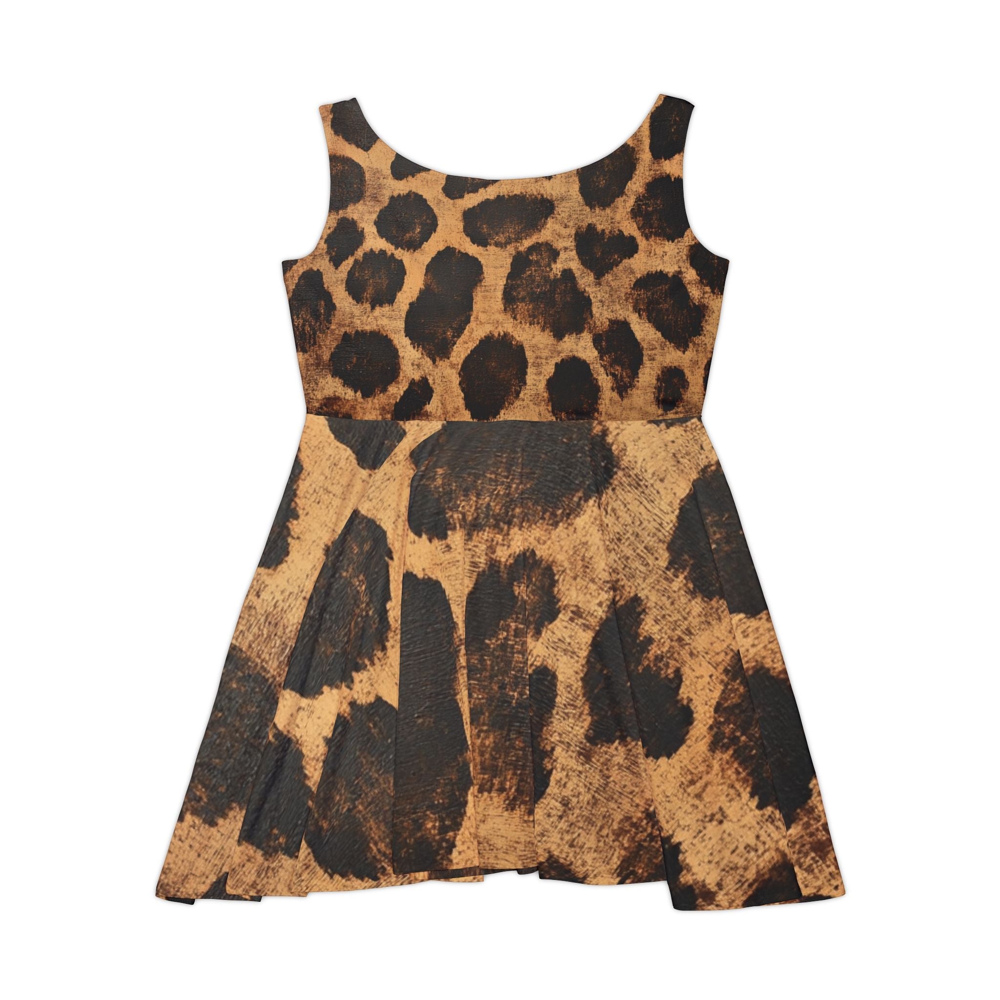 Leopard Print Sleeveless Skater Dress, Artsulli - Art is Long, Life is Short, All Over Prints, , , , , , , 