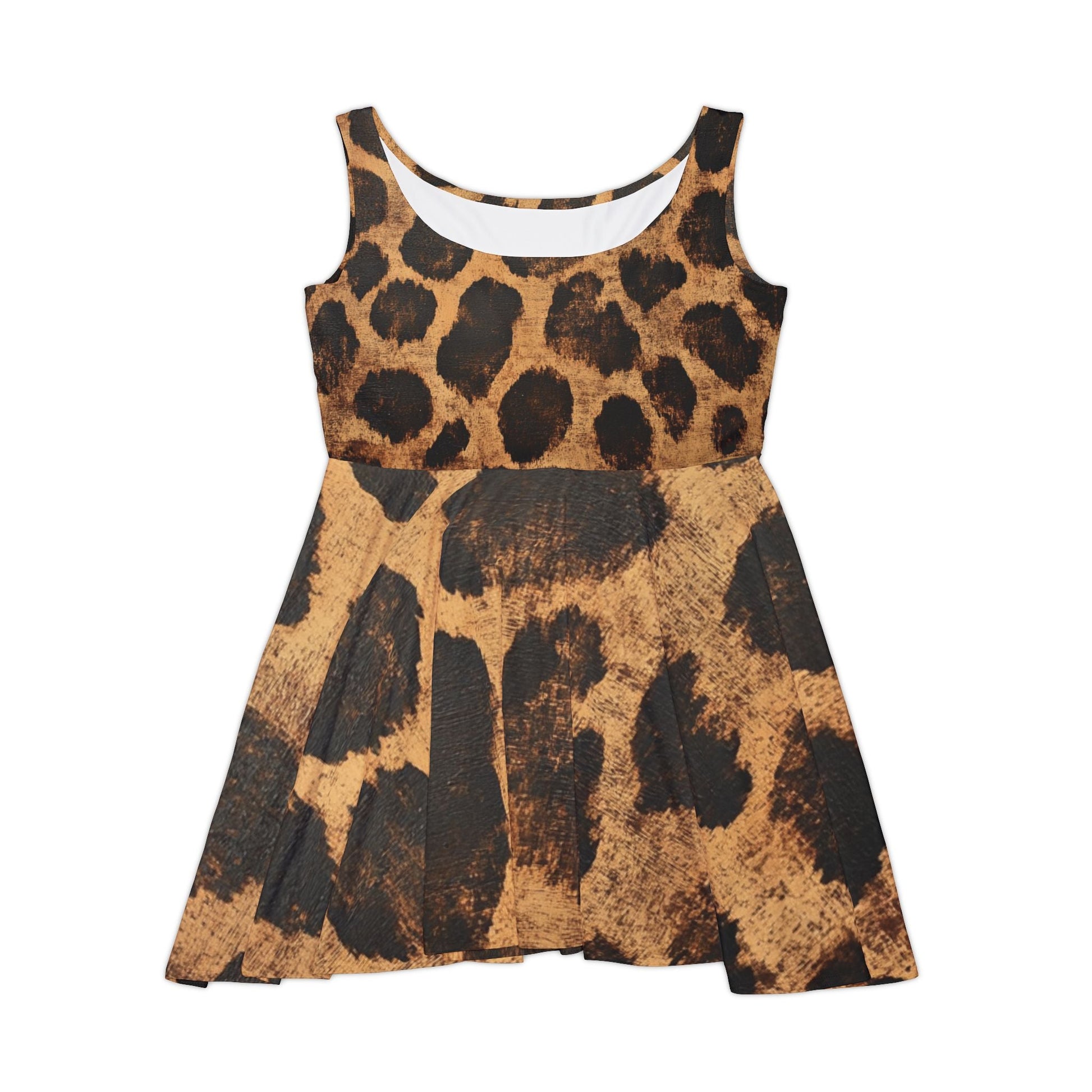 Leopard Print Sleeveless Skater Dress, Artsulli - Art is Long, Life is Short, All Over Prints, Size, XS, , , , , 53968061813538333429