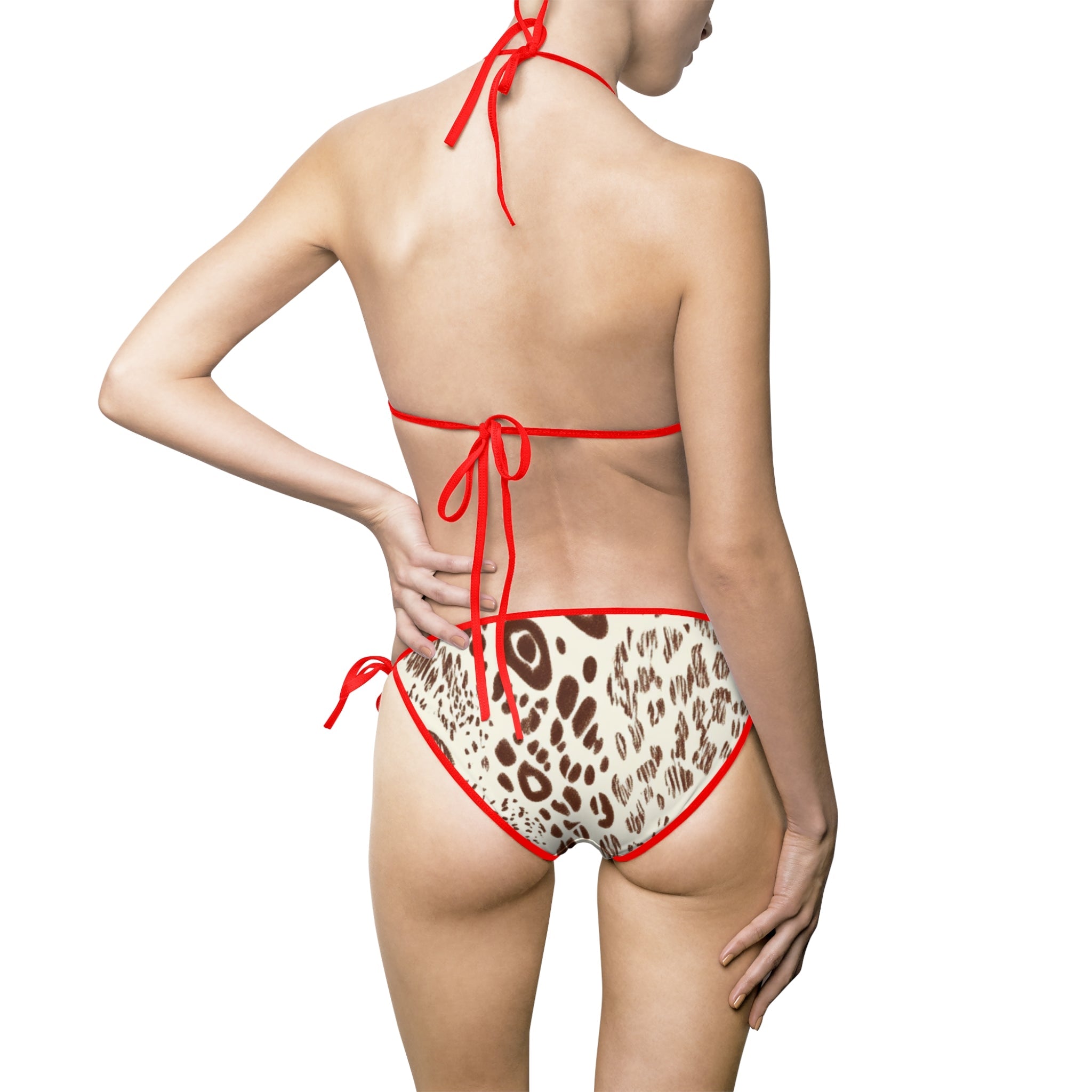 Leopard Print String Bikini Swimsuit, Artsulli - Art is Long, Life is Short, All Over Prints, , , , , , , 