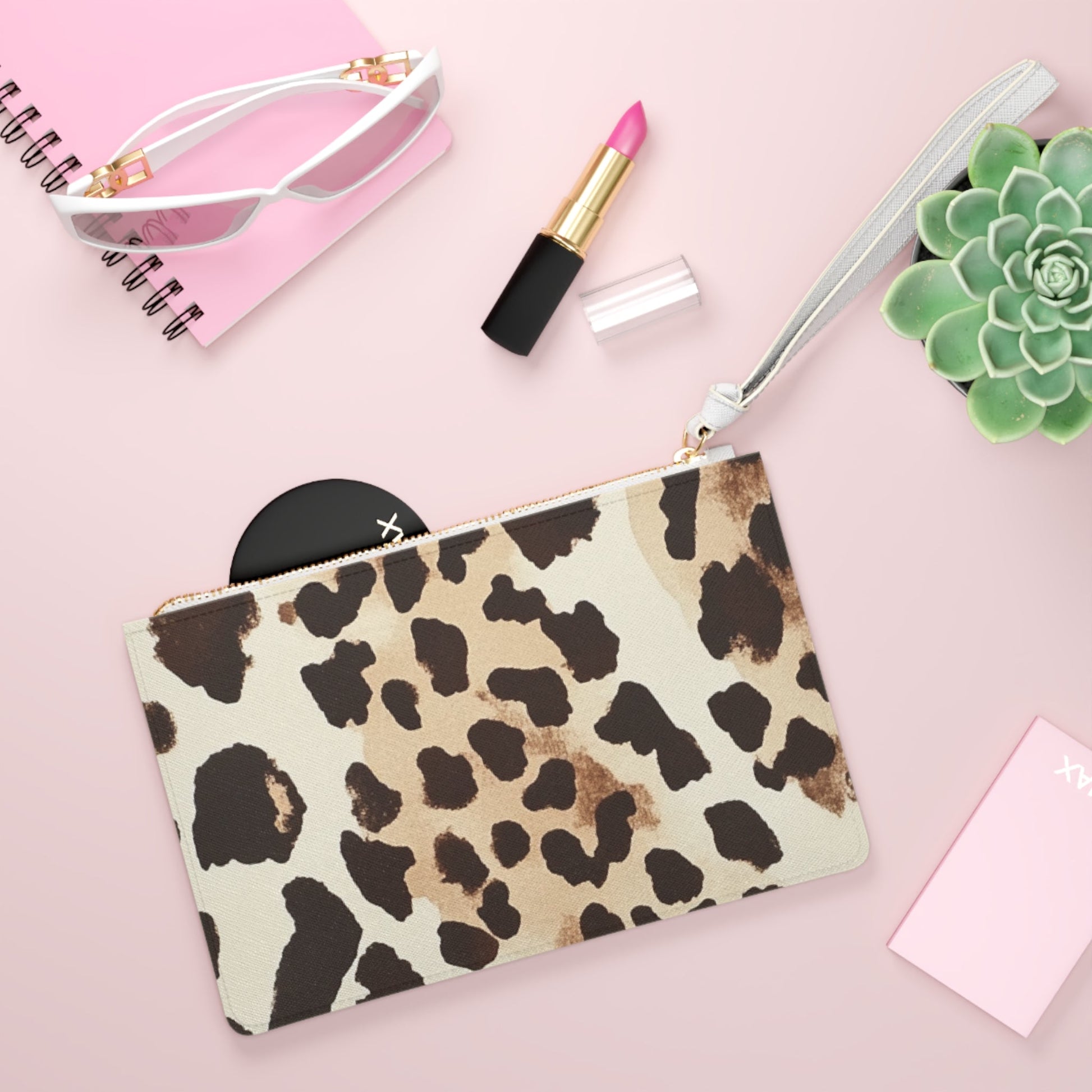 Leopard Print Wristlet Clutch Bag, Artsulli - Art is Long, Life is Short, Bags, , , , , , , 