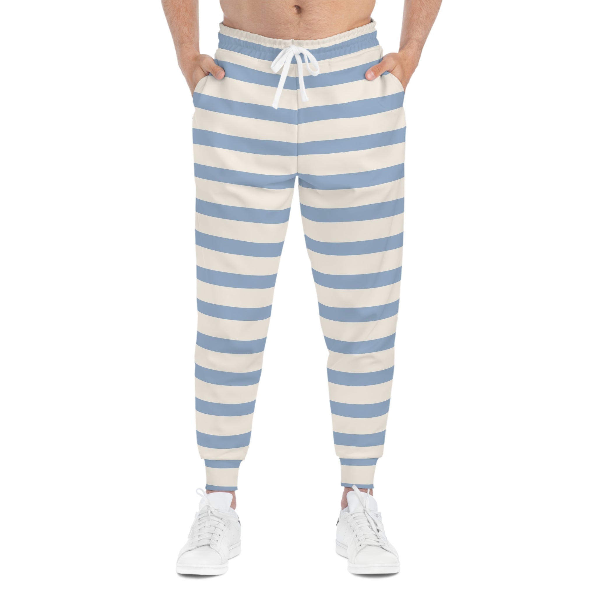 Light Blue and Off-White Striped Joggers, Artsulli - Art is Long, Life is Short, All Over Prints, , , , , , , 