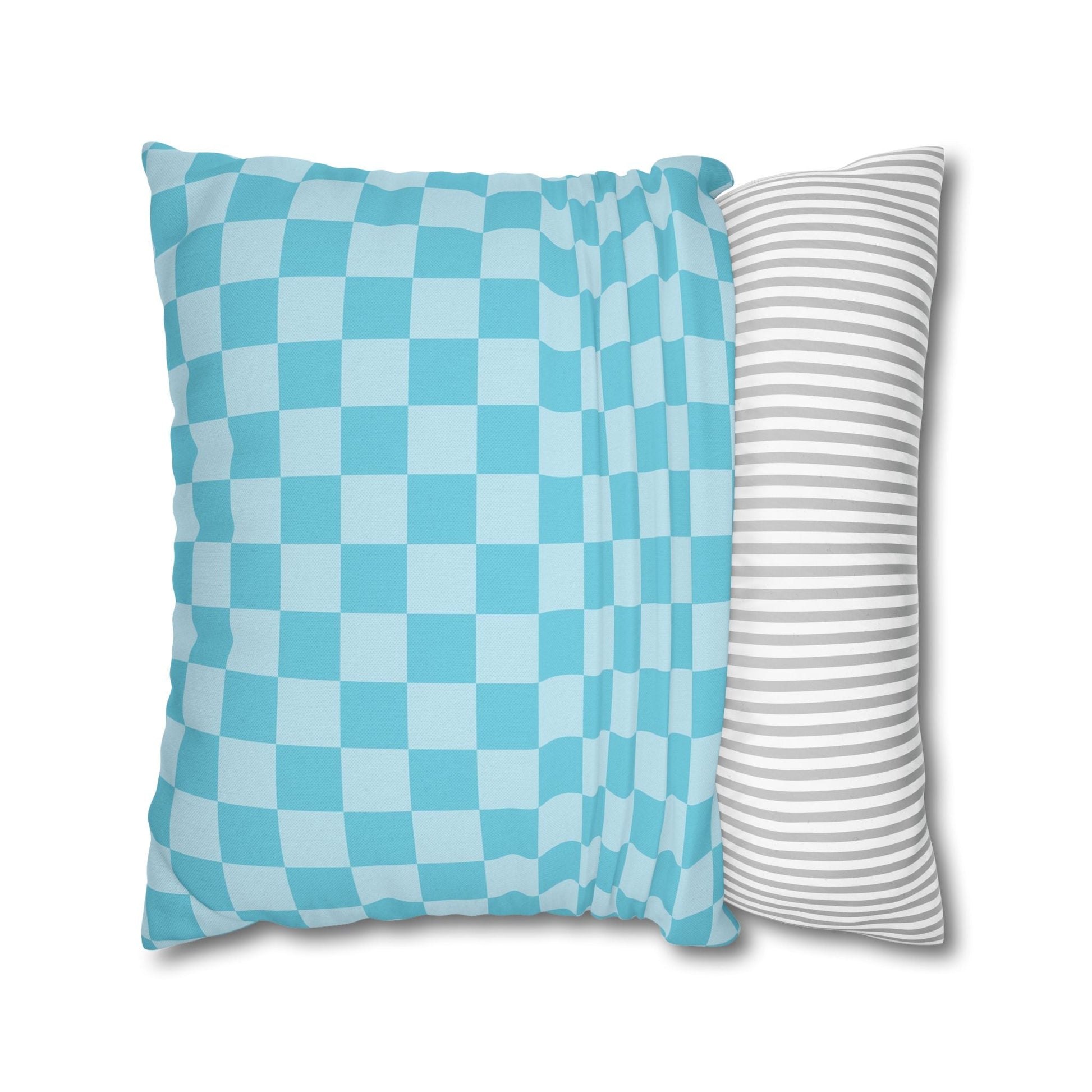 Light Blue and Turquoise Checkerboard Pillow, Artsulli - Art is Long, Life is Short, Home Decor, , , , , , , 