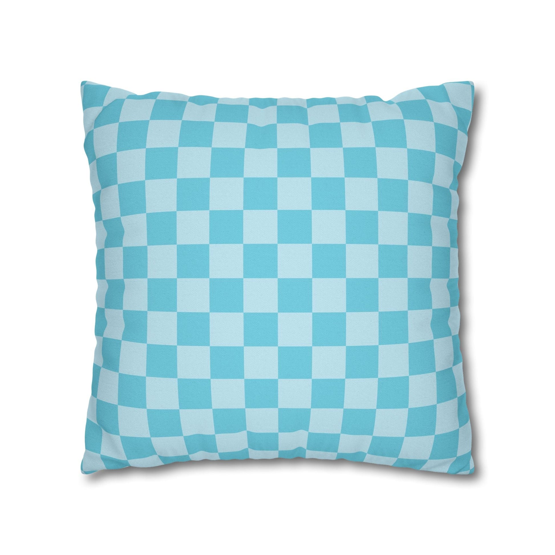 Light Blue and Turquoise Checkerboard Pillow, Artsulli - Art is Long, Life is Short, Home Decor, , , , , , , 