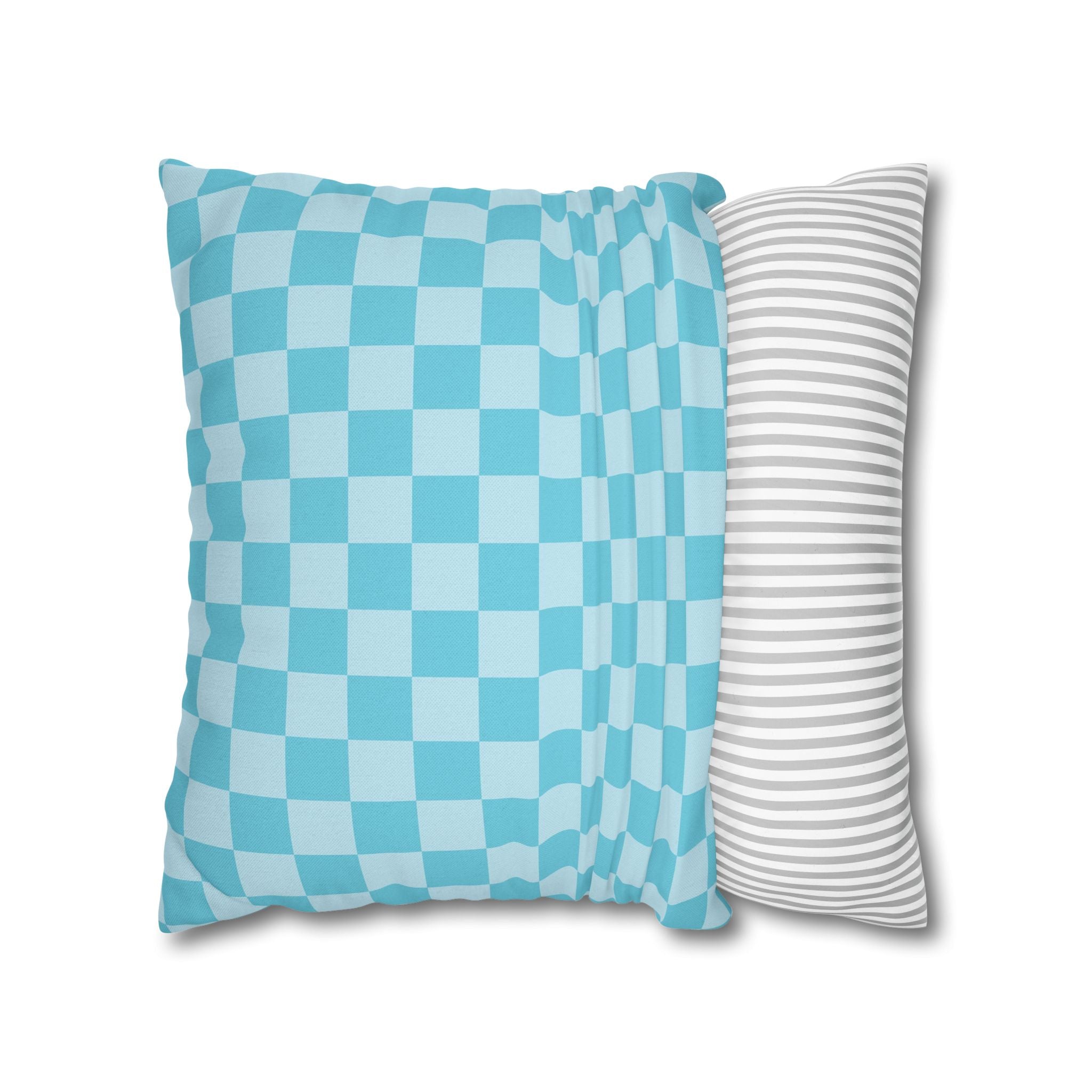 Light Blue and Turquoise Checkerboard Pillow, Artsulli - Art is Long, Life is Short, Home Decor, , , , , , , 